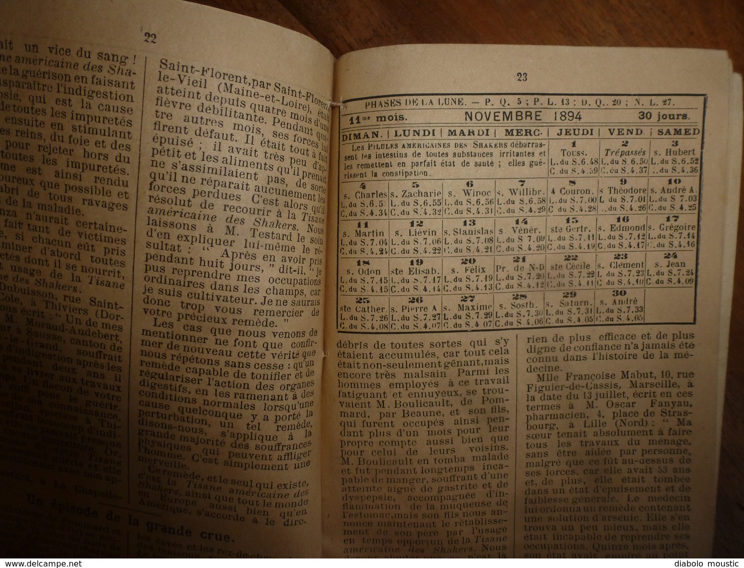 1893 : SHAKERS - Revue : Publication paraissant à LILLE ( Pilules,Tisanes,etc ) à la Pharmacie FANYAU de LILLE