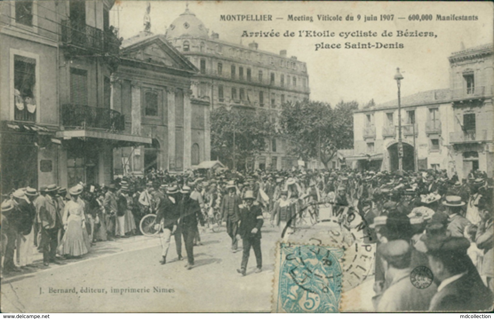 34 MONTPELLIER /  Meeting Viticole Du 9 Juin 1907 -  Arrivée De L'Etoile Cycliste De Béziers / - Montpellier