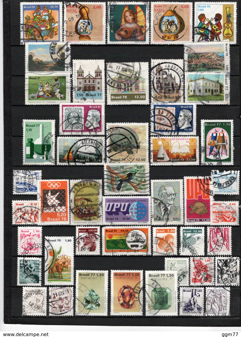 47 TIMBRES BRESIL OBLITERES DE 1976 à 1978-1980-1981  Cote : 20,35 € - Gebruikt