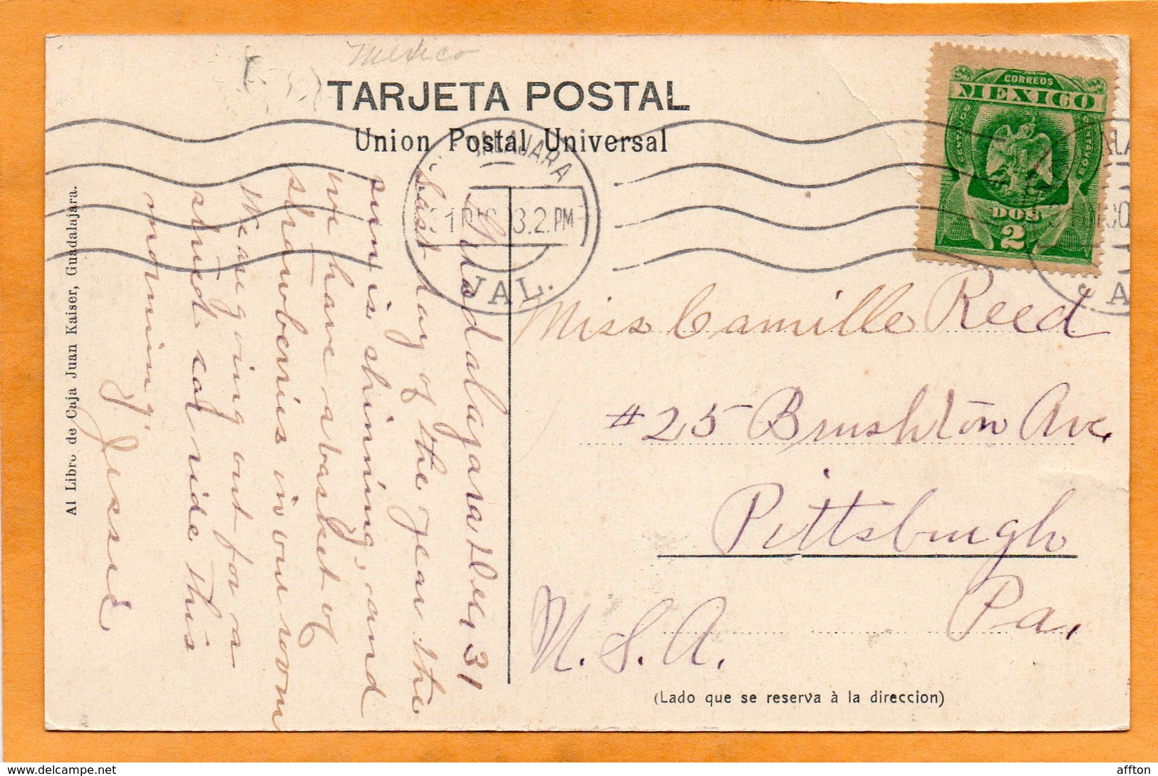 Guadalajara Mexico 1908 Postcard - Mexique
