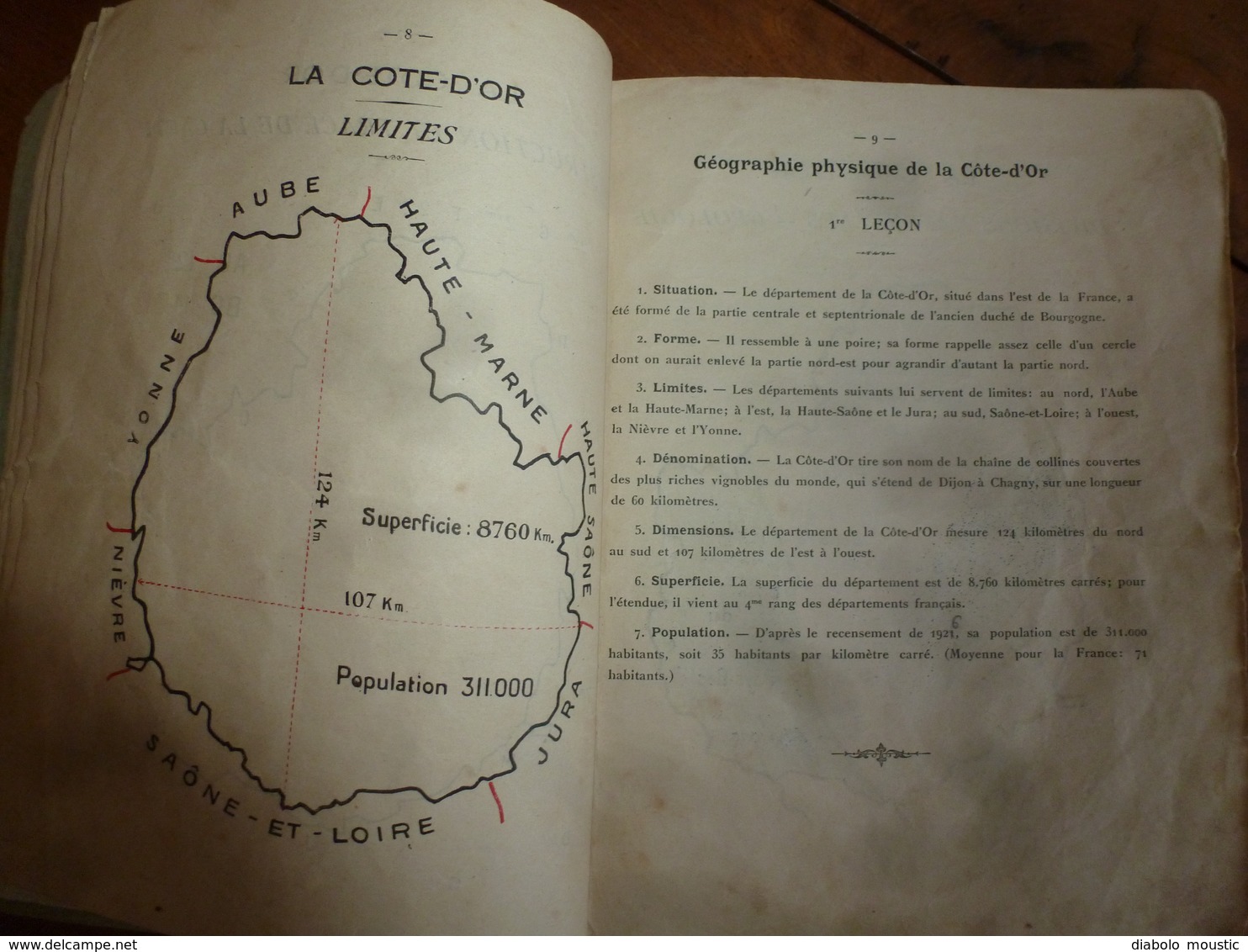 1924 Géographie de la Côte d'Or en 10 leçons et 11 cartes , par H. Lebrun et A. Gelin