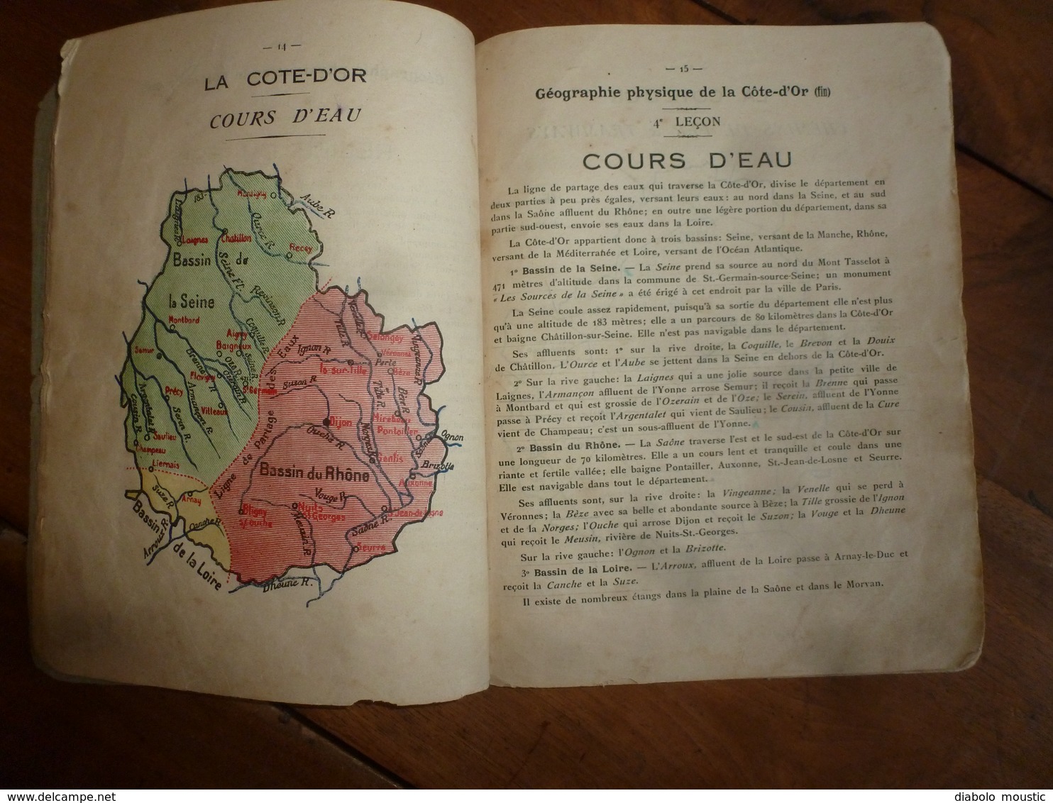 1924 Géographie de la Côte d'Or en 10 leçons et 11 cartes , par H. Lebrun et A. Gelin