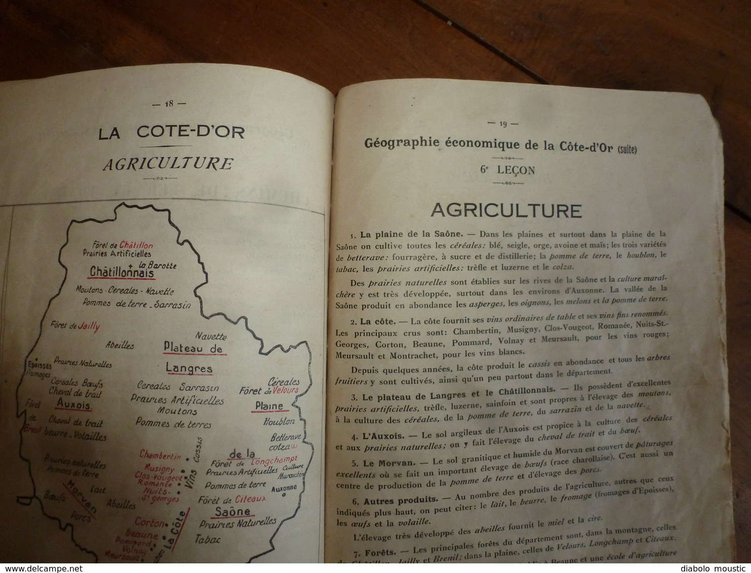 1924 Géographie de la Côte d'Or en 10 leçons et 11 cartes , par H. Lebrun et A. Gelin
