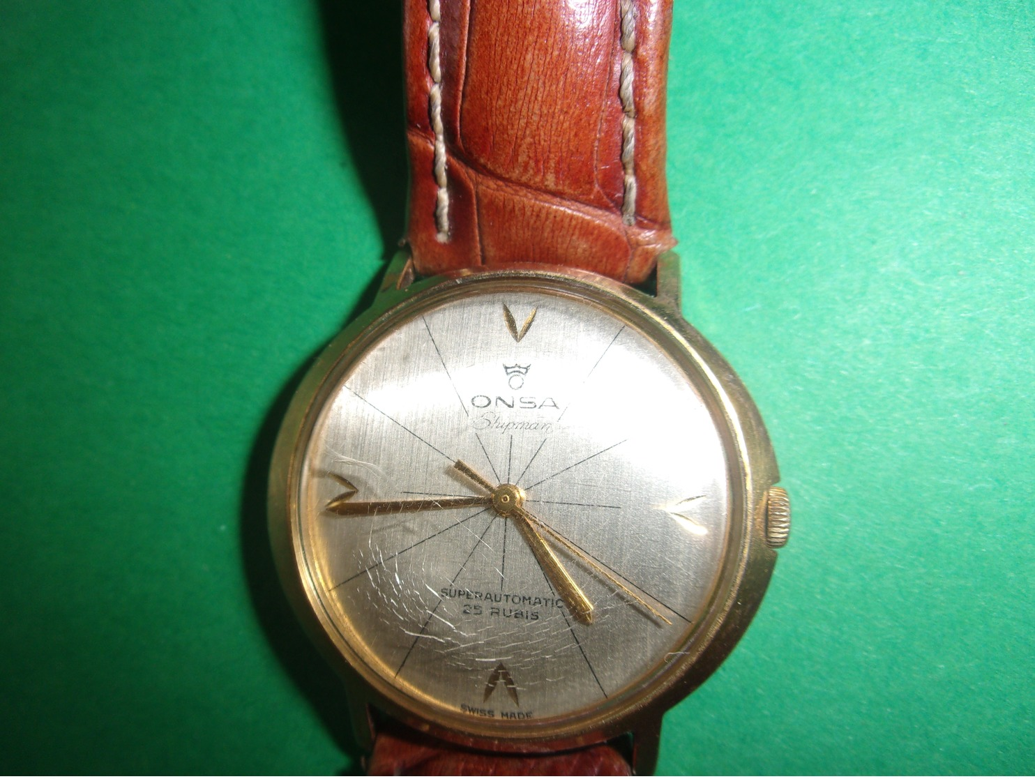 MONTRE ONSA SHIPMAN  SUPERAUTOMATIC 25 RUBIS PLAQUE OR WATERPROOF SWISS 1183 SUISSE BEL ETAT FONCTIONNEMENT - Watches: Old