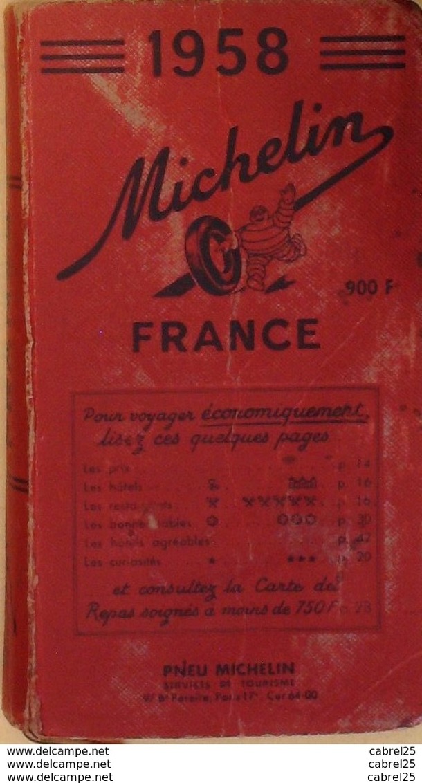 GUIDE ROUGE-MICHELIN-FRANCE-(détails Annexés)-1958 - Carte Geographique