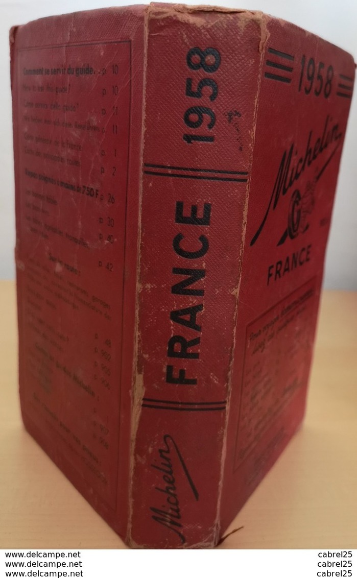 GUIDE ROUGE-MICHELIN-FRANCE-(détails Annexés)-1958 - Carte Geographique
