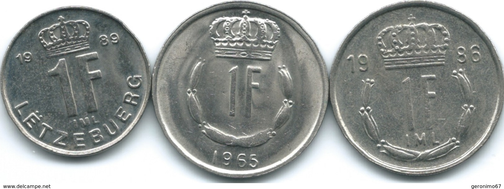 Luxembourg - Jean - 1 Franc - 1965 (KM55) 1986 (KM59) & 1989 (KM63) - Luxembourg