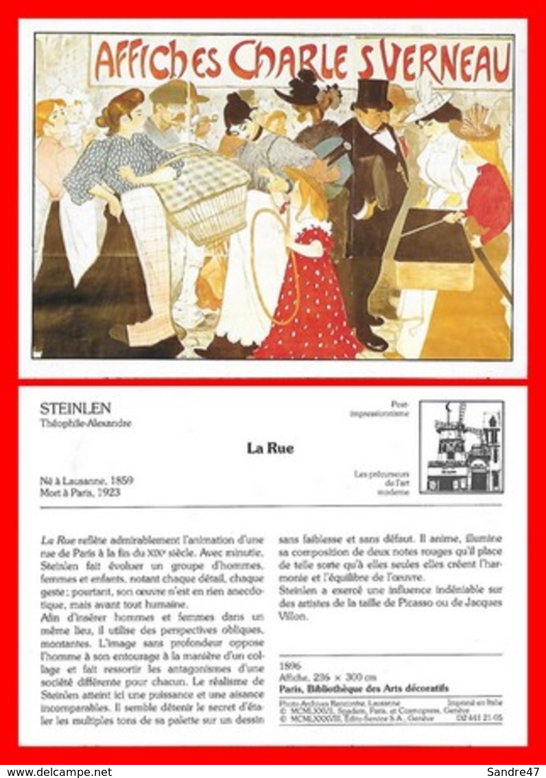 3 FICHES. Arts Peintures. La Rue(Steinlen) / La Grande-Jatte(Seurat) / Les Poseuses(Seurat)...*1630 - Other & Unclassified