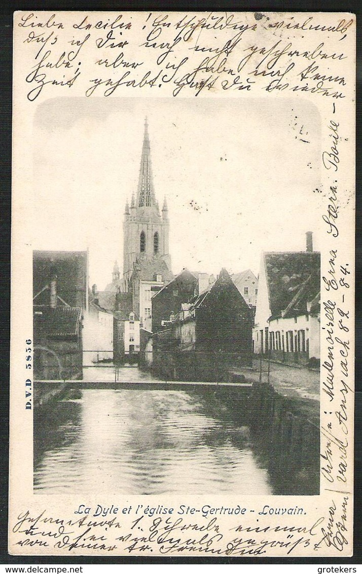 LOUVAIN La Dyle Et L’église Ste-Gertrude Sent 1905 To Mainz (Germany) - Leuven