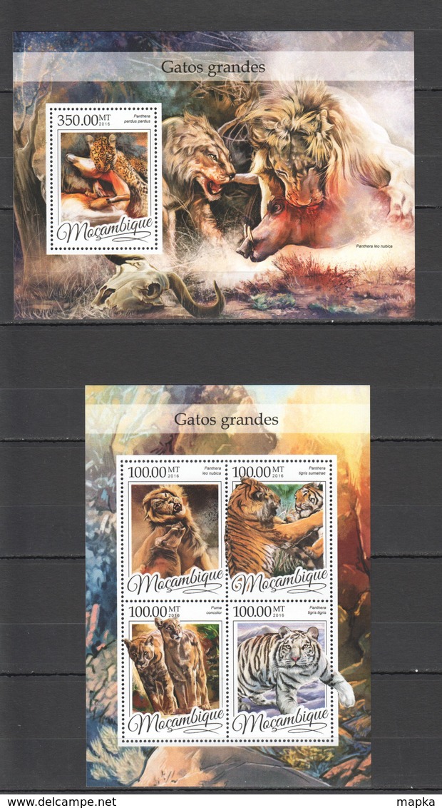 ST2199 2016 MOZAMBIQUE MOCAMBIQUE ANIMALS WILD CATS 1KB+1BL MNH - Big Cats (cats Of Prey)