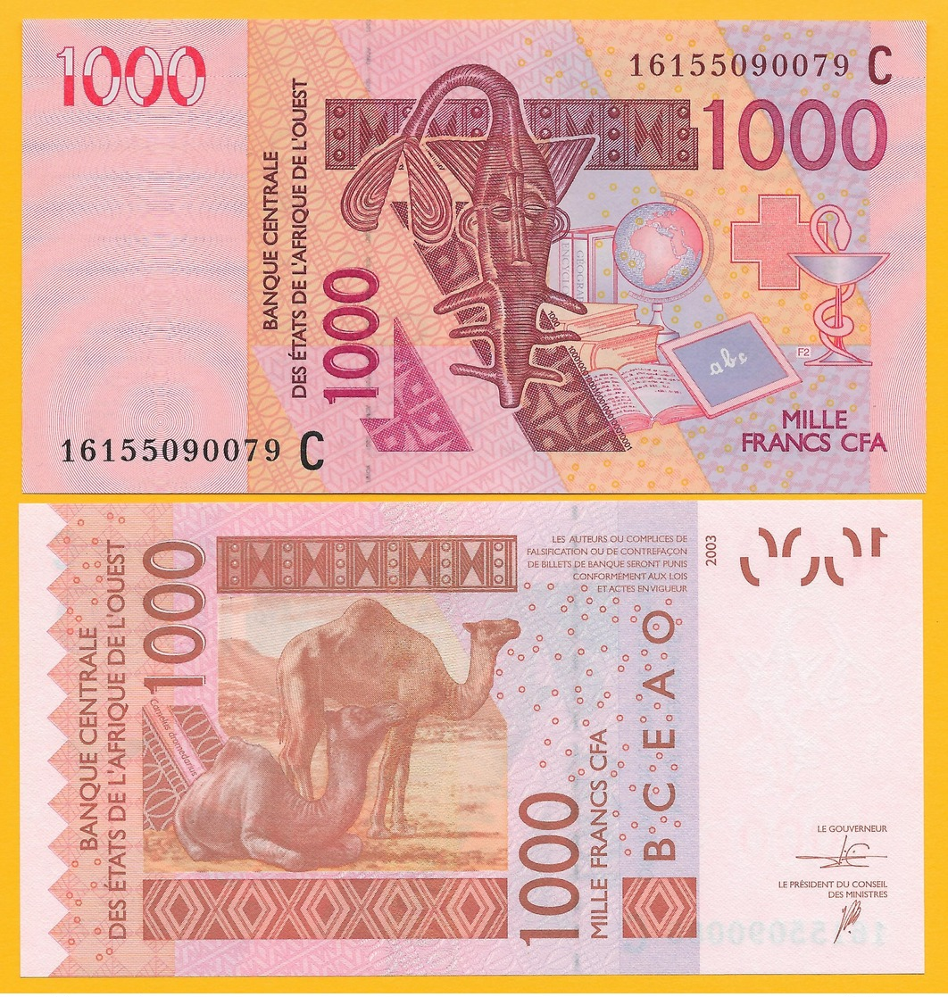 West African States 1000 Francs Burkina Faso (C ) P-315Cm 2016 UNC Banknote - West African States