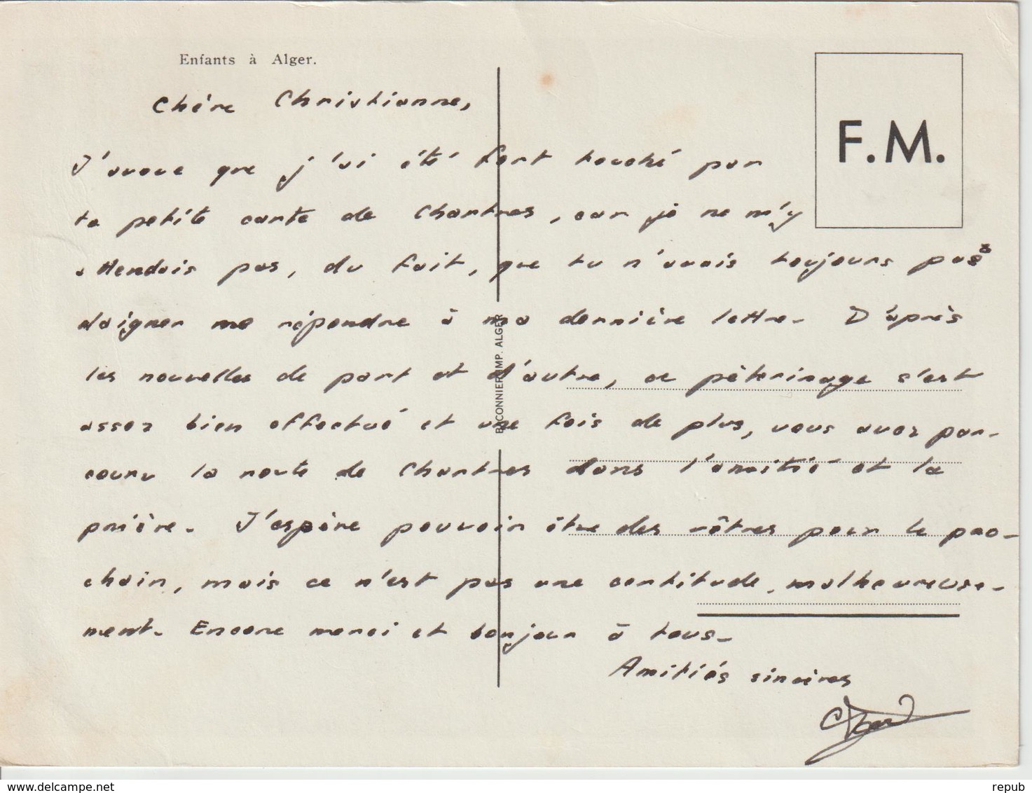 Oblitération Poste Aux Armées AFN 1957 En FM + Carte FM - Military Postmarks From 1900 (out Of Wars Periods)
