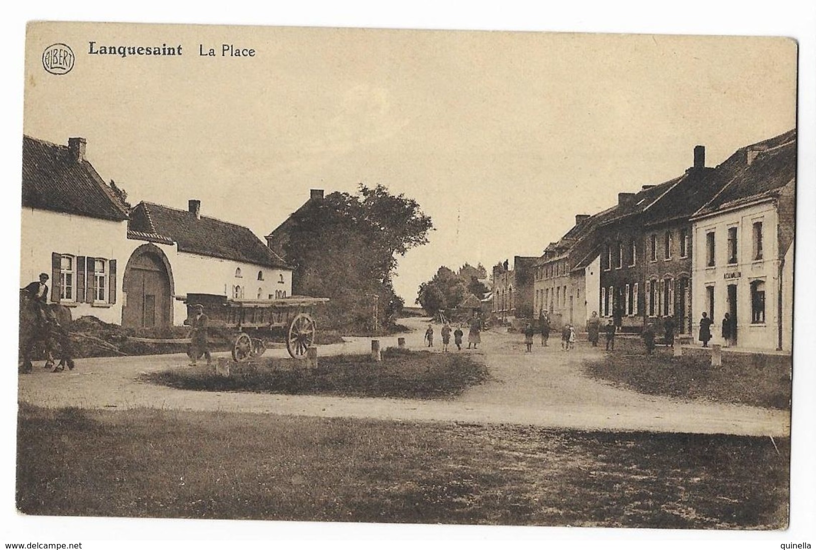 Lanquesaint  Cheval Avec Chariot Sur La Place - Ath