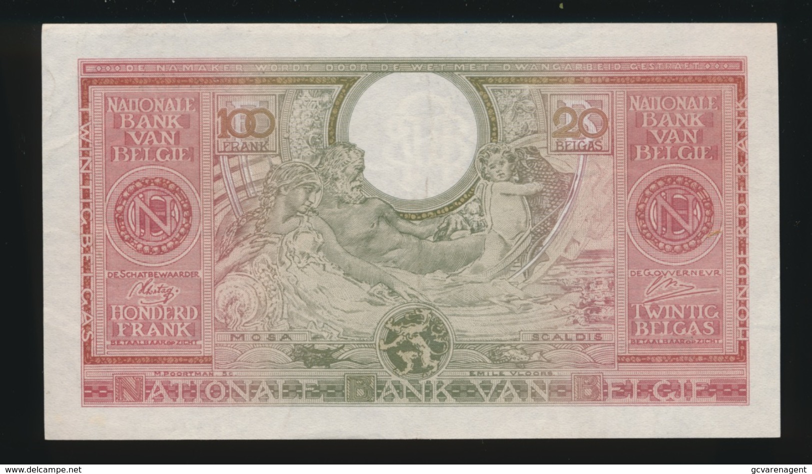 100 FRANCS 20 BELGAS  01.02. 43   IN NIEUWSTAAT  2 SCANS - 100 Frank-20 Belgas