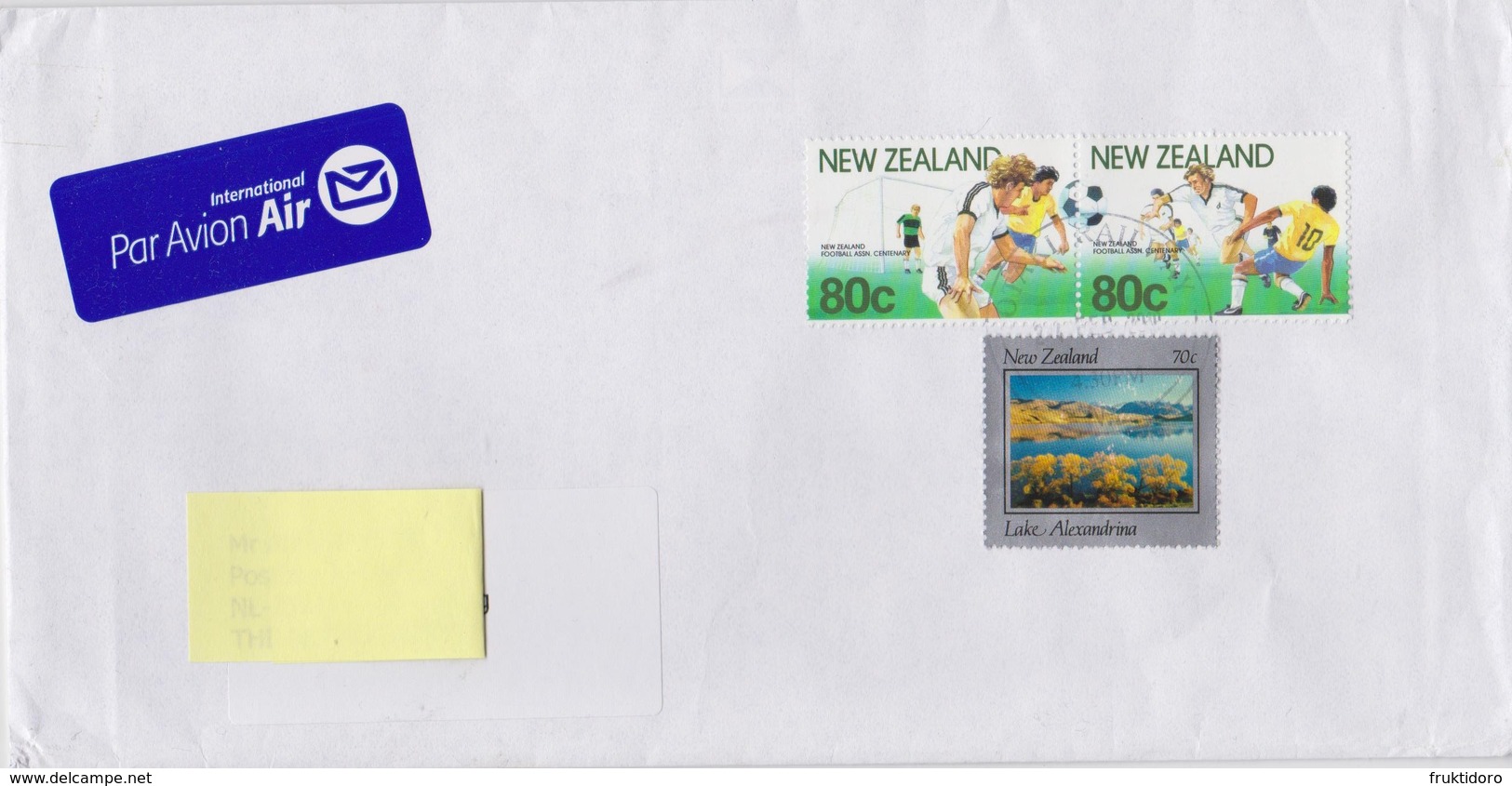 New Zealand Letter With Mi 877 Lake Alexandrina - Mi 1158-1159 Centenary Of NZ Football Association - Errors, Freaks & Oddities (EFO)