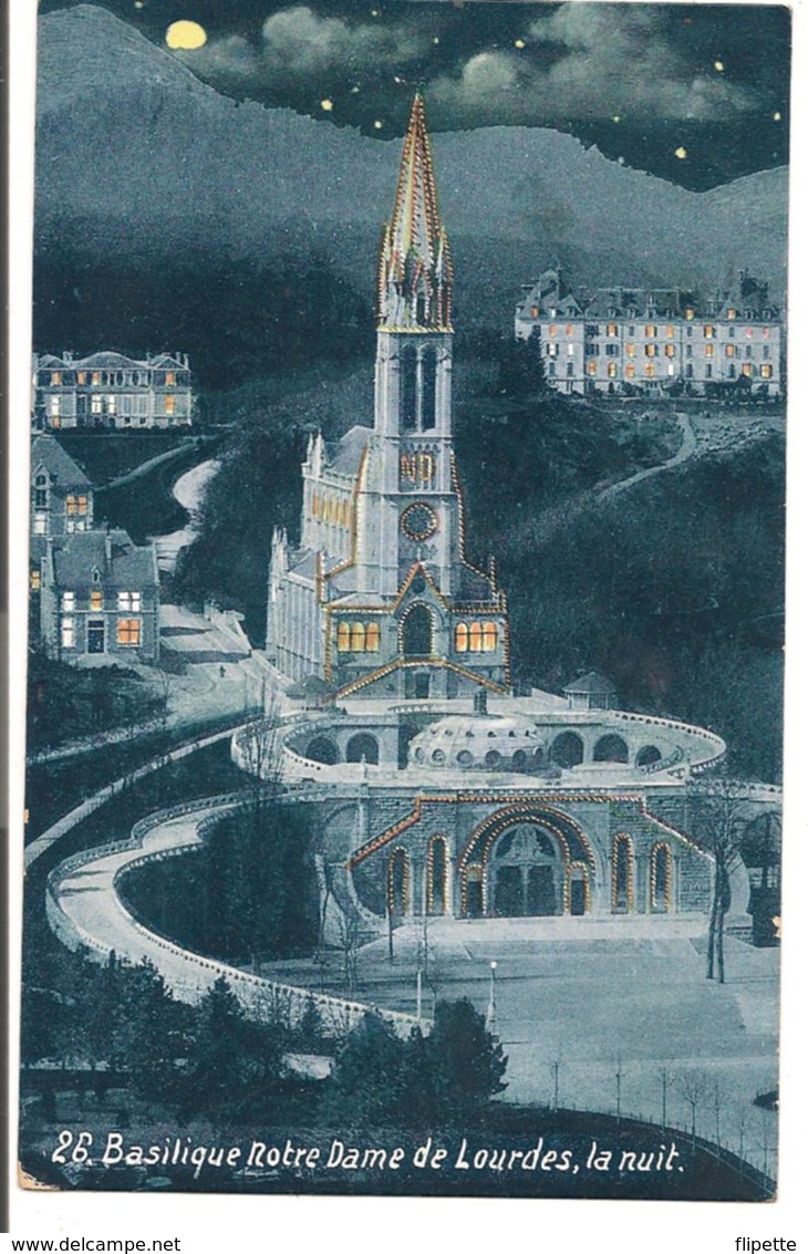 L120B449 - Lourdes -Basilique Notre Dame La Nuit   - Edition Viron N°26 - Lourdes