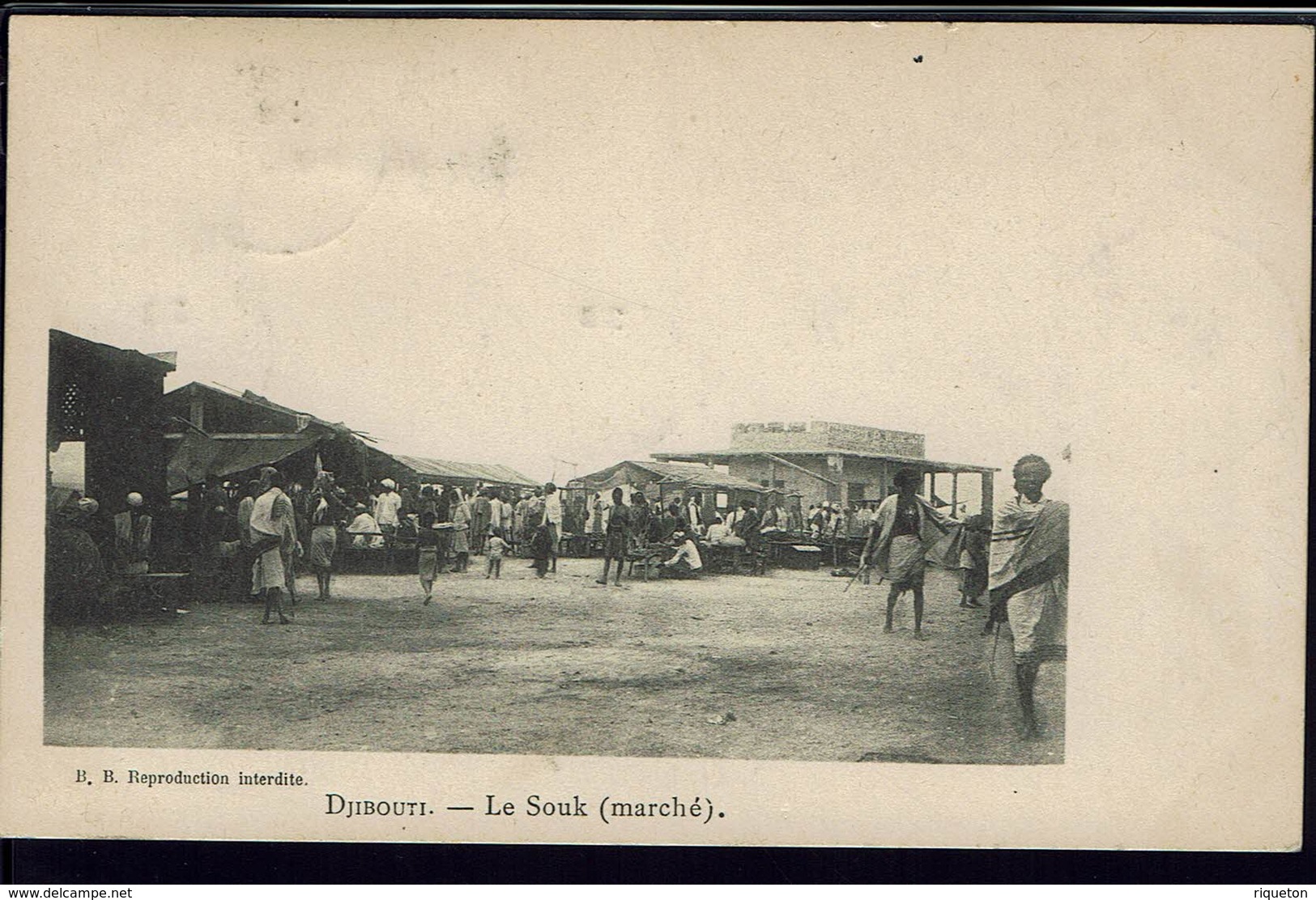 Cote Des Somalis - 1906 - Timbres N° 53 + 54 Sur CPA "Djibouti - Le Souk (Marché)" Correspondance Vers Port-Said - B/TB. - Lettres & Documents