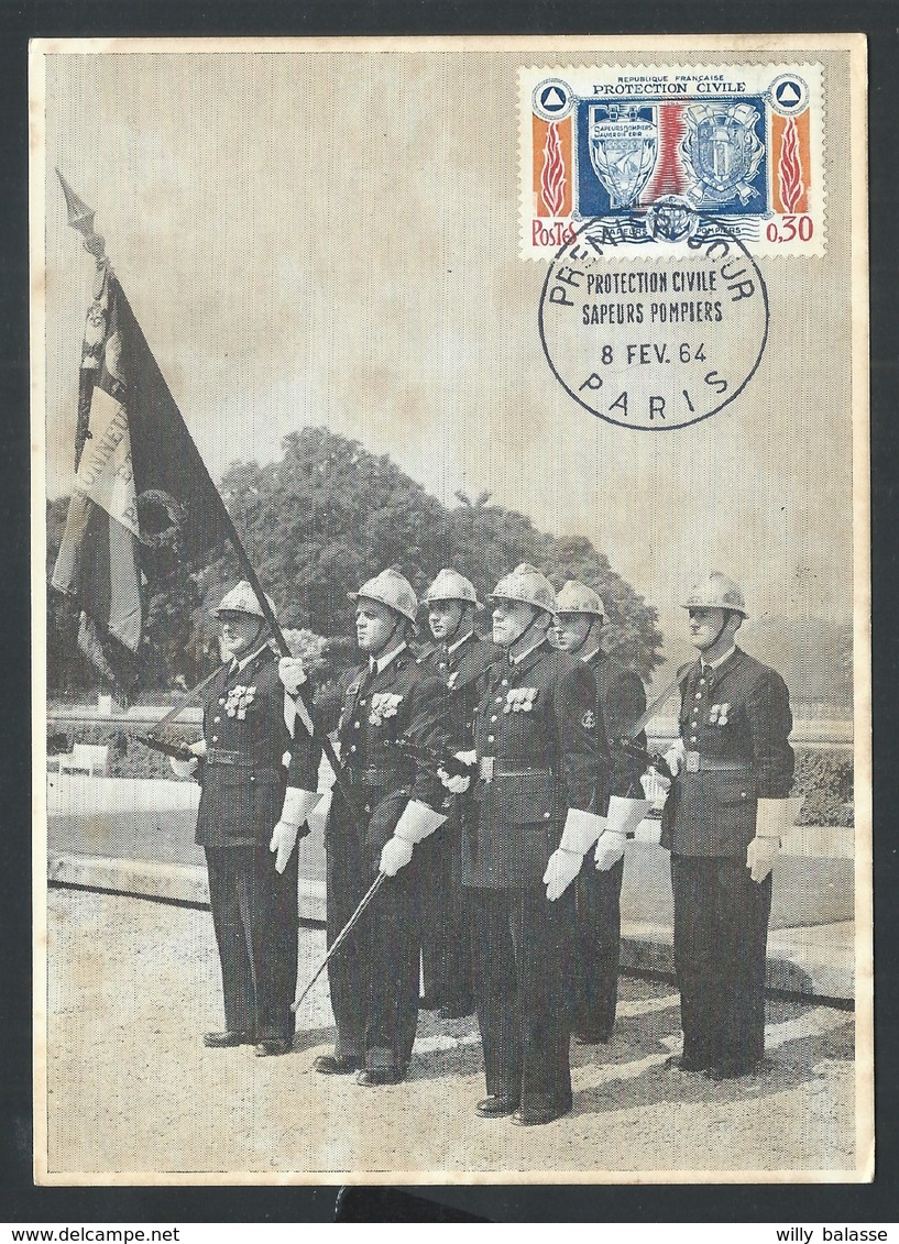 +++ CPA - Régiment De SAPEURS POMPIERS De PARIS - Le Drapeau Et Sa Garde - Cachet Premier Jour 1964 - Uniforme  // - Sapeurs-Pompiers