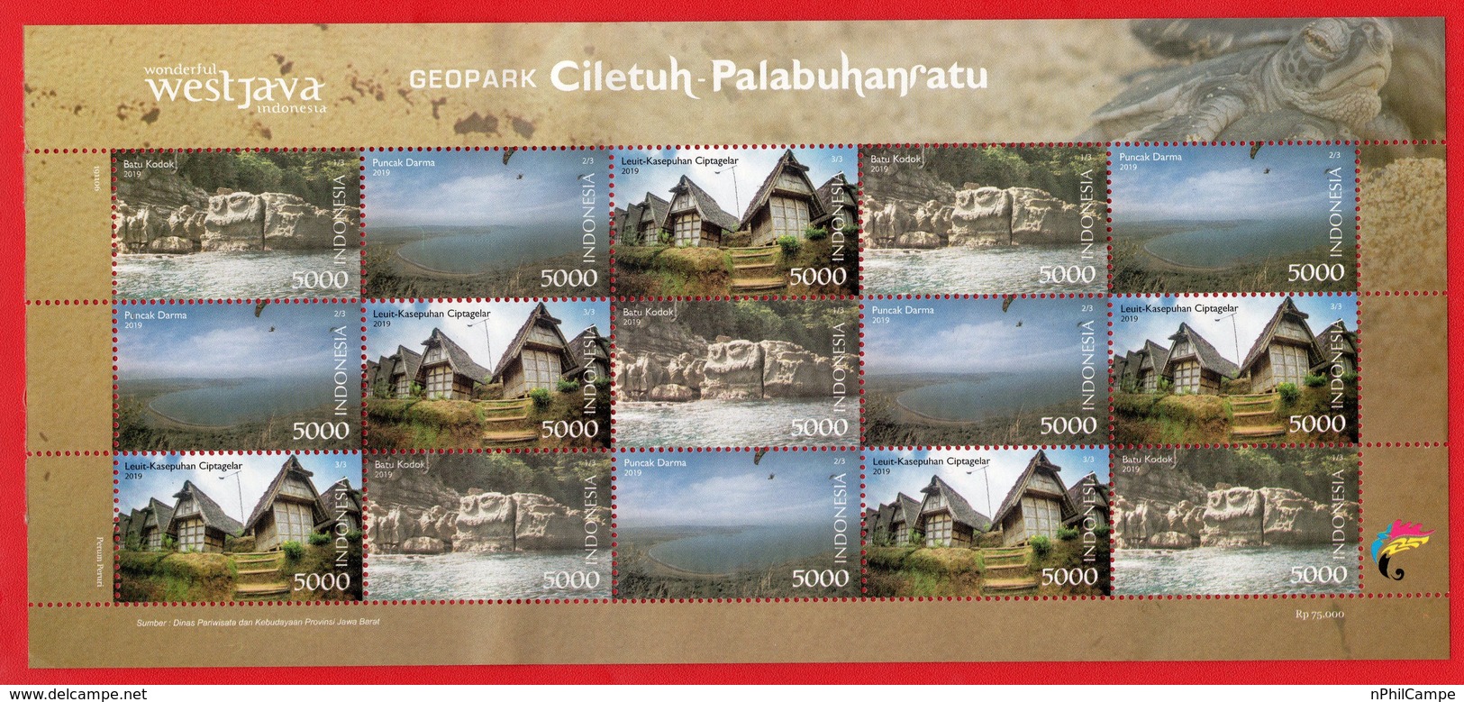 INDONESIA 2019, Full Sheet Geopark CILETUH PALABUHANRATU MNH - Indonesia