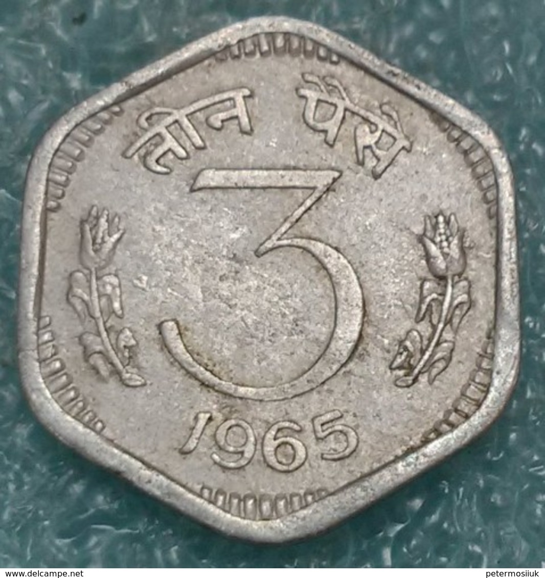 India 3 Paise, 1965 W/o Mintmark - Calcutta -4311 - Inde