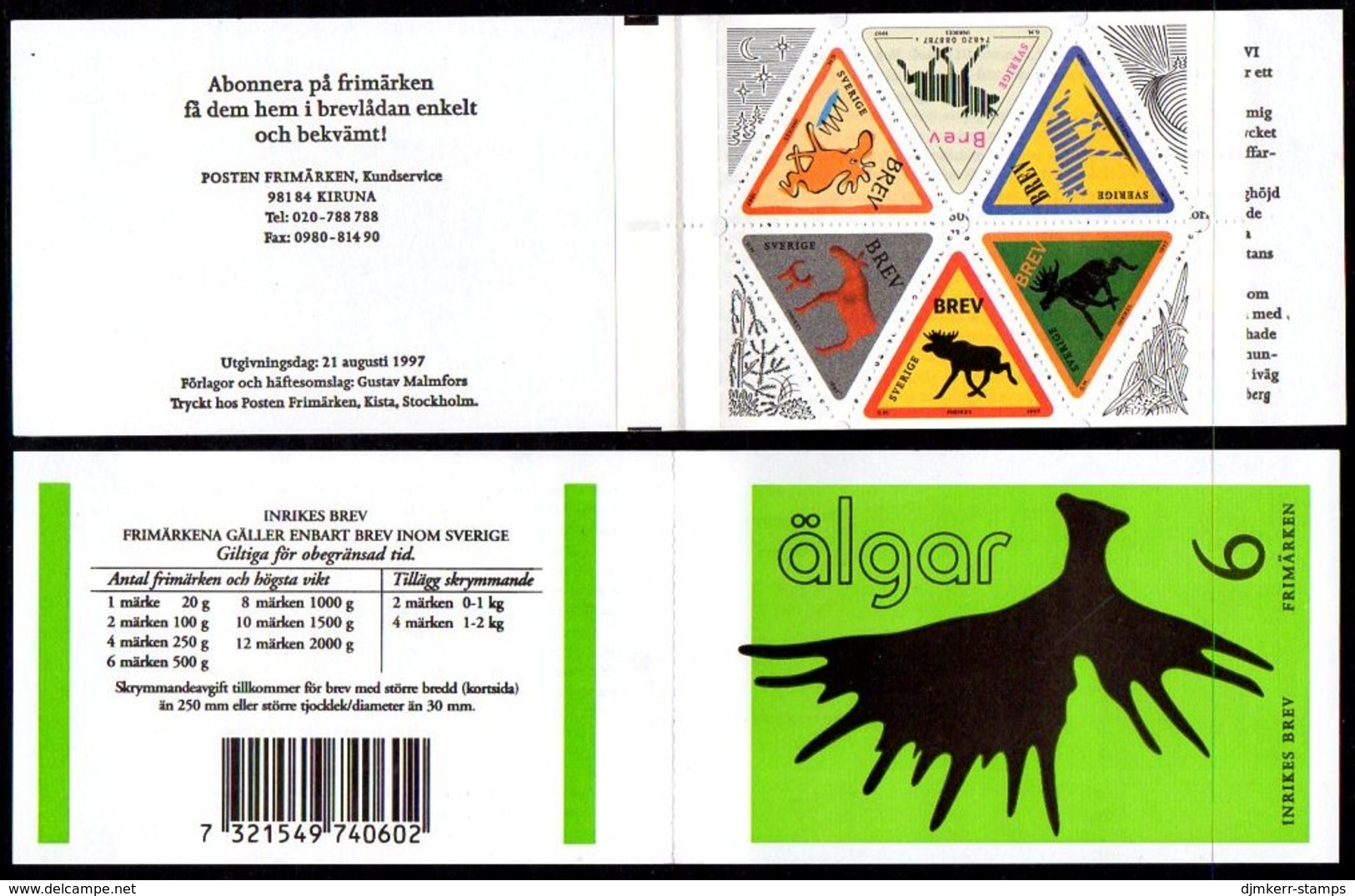 SWEDEN 1997 Greetings Stamps: Elks Booklet MNH / **.  Michel MH230 - 1981-..