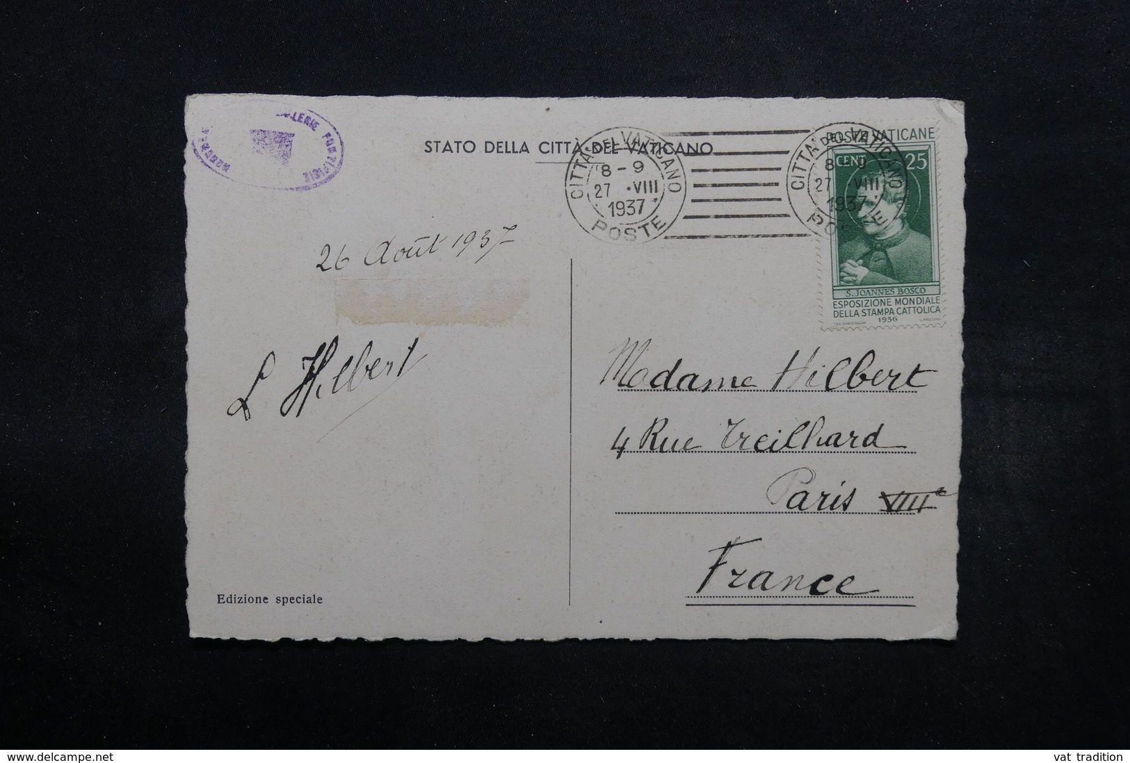 VATICAN - Affranchissement Plaisant Sur Carte Postale En 1937 Pour Paris - L 32568 - Lettres & Documents