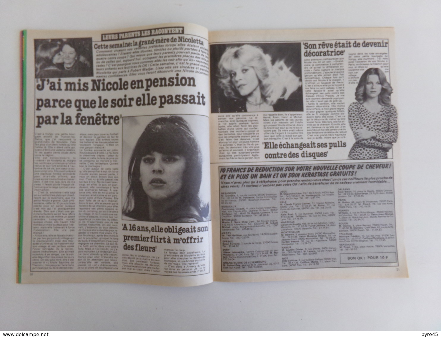 Revue " Ok age tendre " n° 113, 1978, Jane Birkin, Dave, Laurent Mallet ...