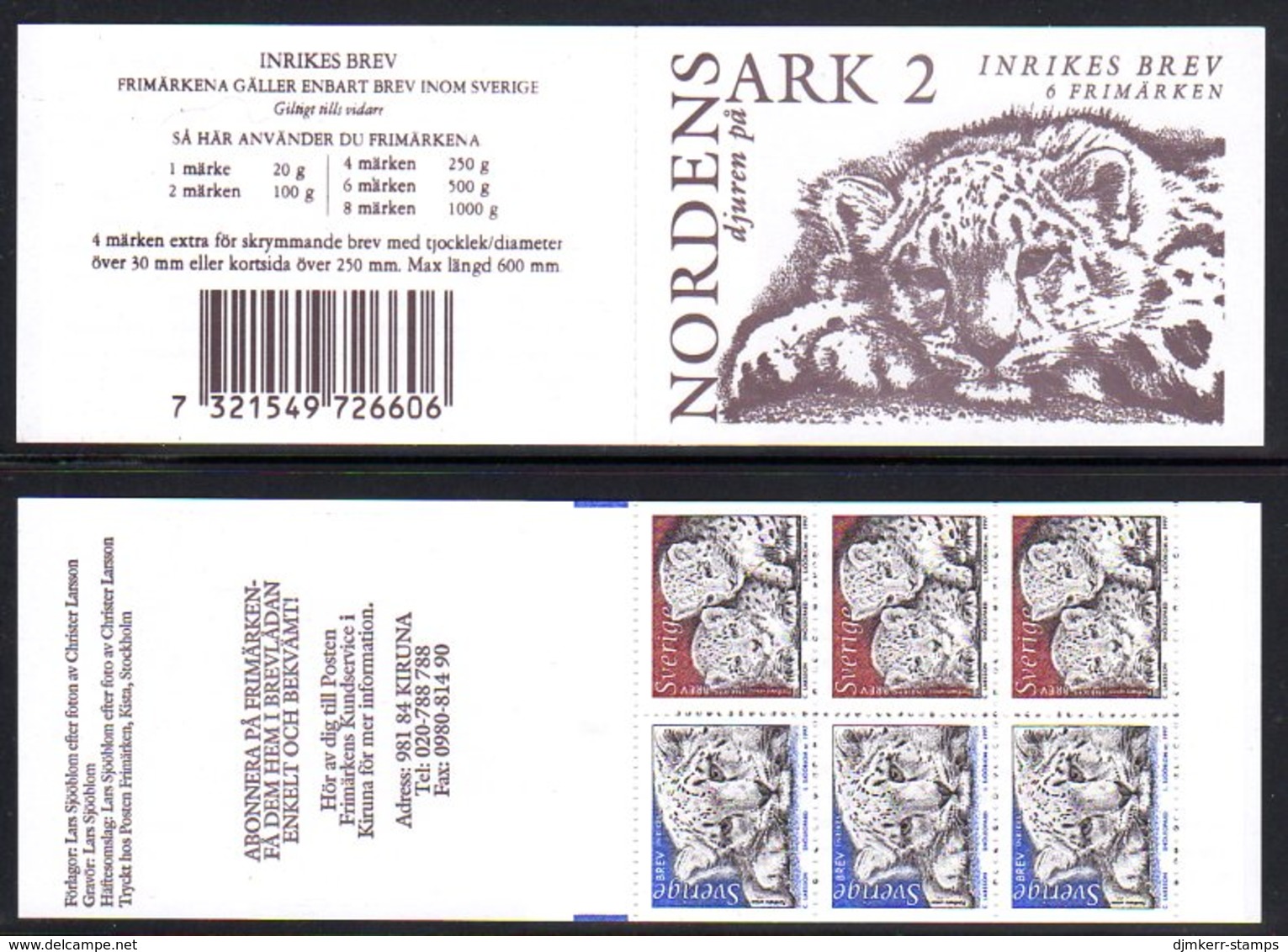 SWEDEN 1997 Protected Animals Booklet MNH / **.  Michel MH225 - 1981-..