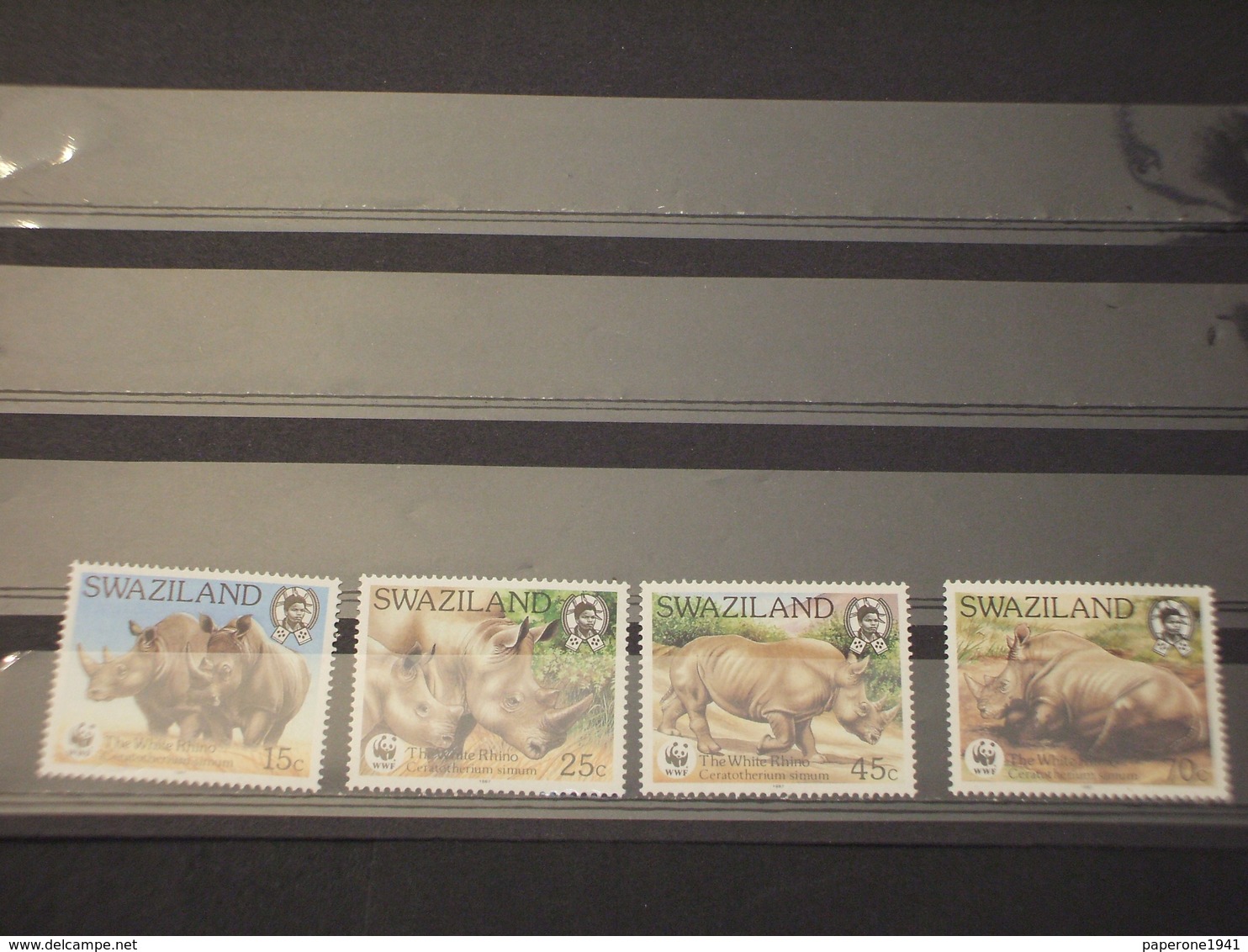 SWAZILAND - 1987 WWF RINOCERONTI 4 VALORI - NUOVI(++) - Swaziland (1968-...)