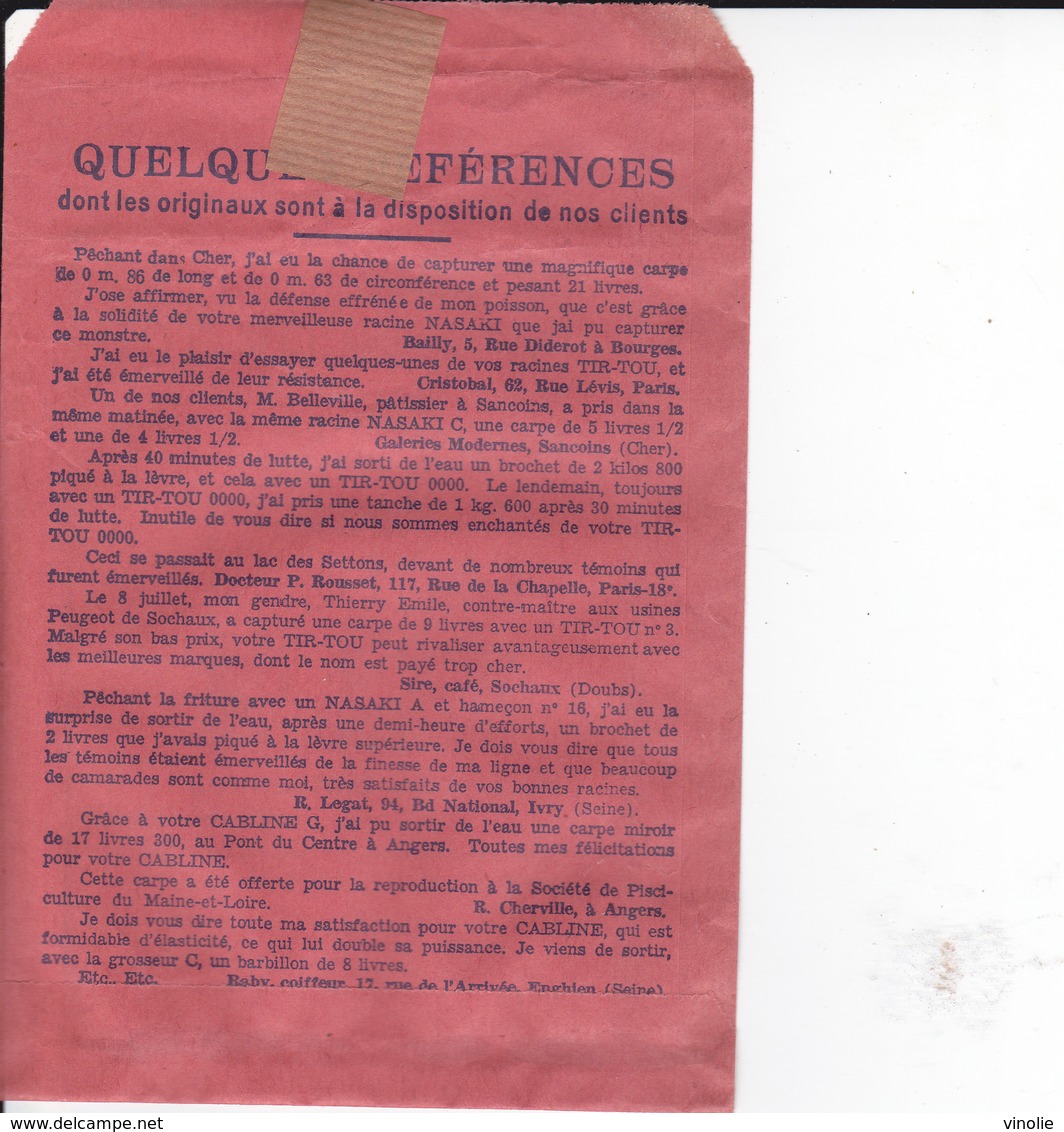 PIE.DOCS-DH.GF19-211 : POCHETTE PAPIER PUBLICITE  ETS MAUDUIT GUILLON AMBOISE. PECHE A LA LIGNE. TIR-TOU - Altri & Non Classificati