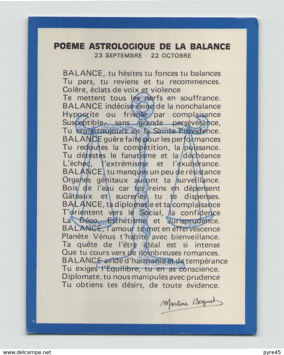 POEME ASTROLOGIQUE DE LA BALANCE - Astrologie