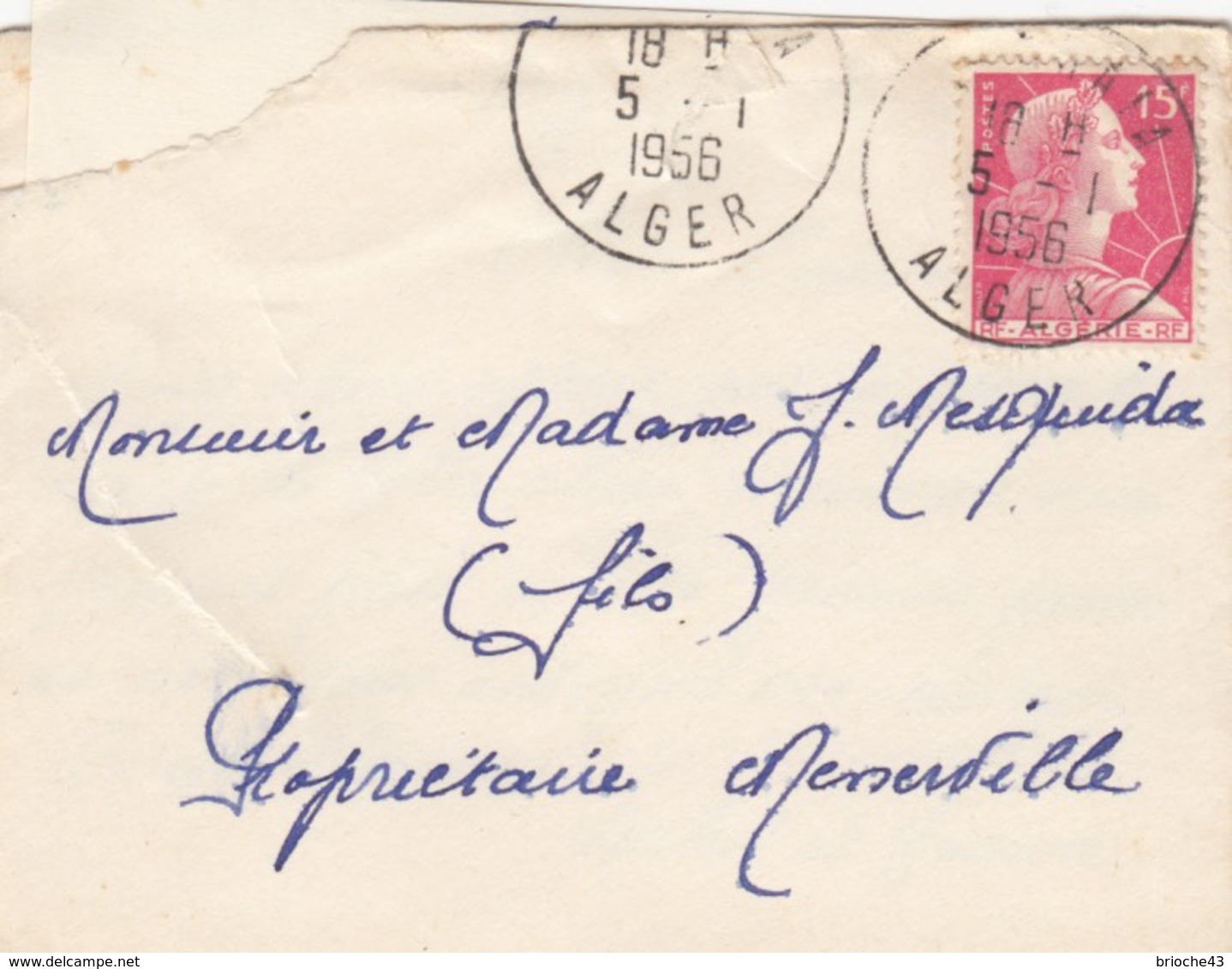 ALGERIE   - LETTRE PETIT FORMAT  BEGHAIA ALGER 5.1.1956    /2 - Covers & Documents