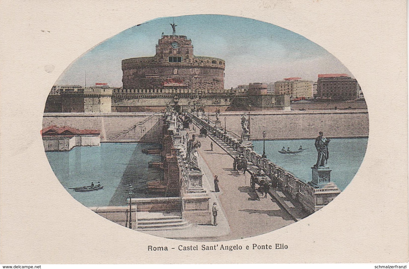 Litho Passepartout AK Roma Rom Castel Sant ' Angelo Engelsburg Ponte Elio Aeliusbrücke Piazza Tiber Italien Lazio Italia - Castel Sant'Angelo