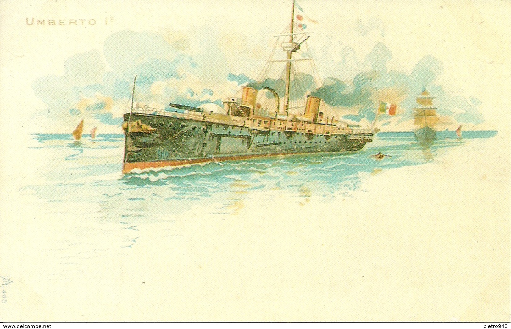 Regia Marina Italiana, Nave "Umberto I" In Navigazione, Riproduzione A03, Reproduction - Guerra