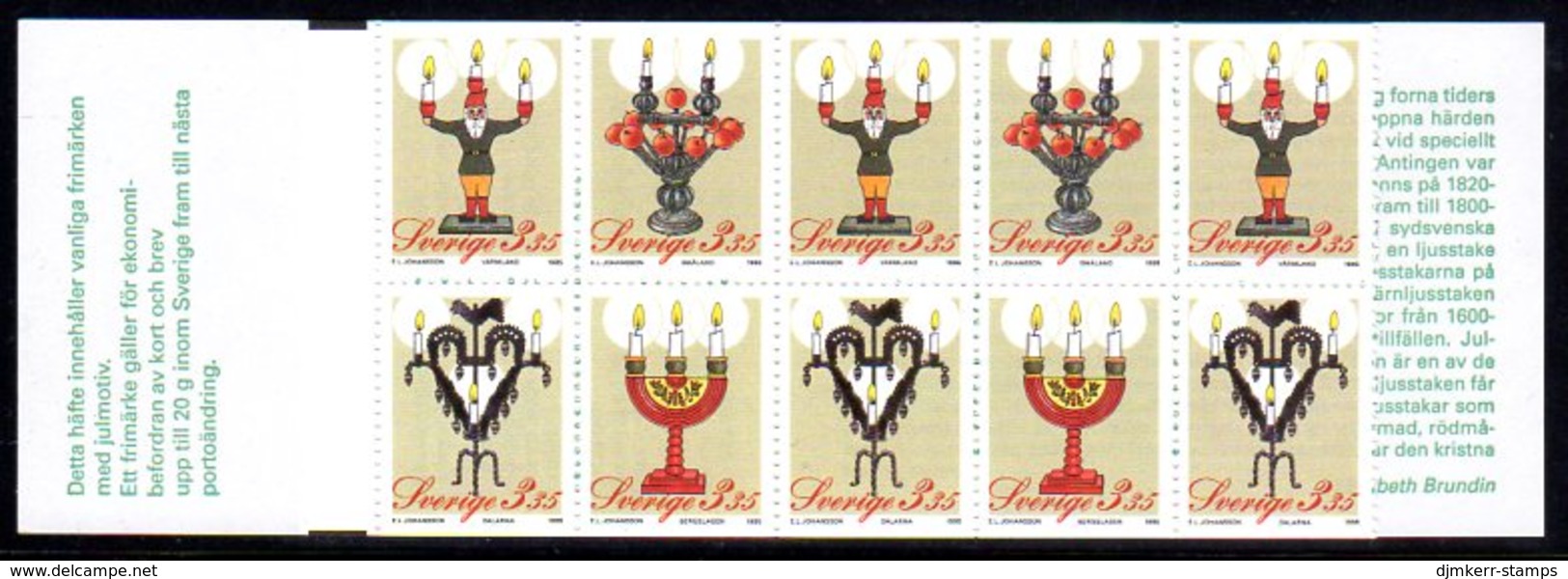 SWEDEN 1995 Christmas Candelabras Booklet MNH / **.  Michel MH209 - 1981-..