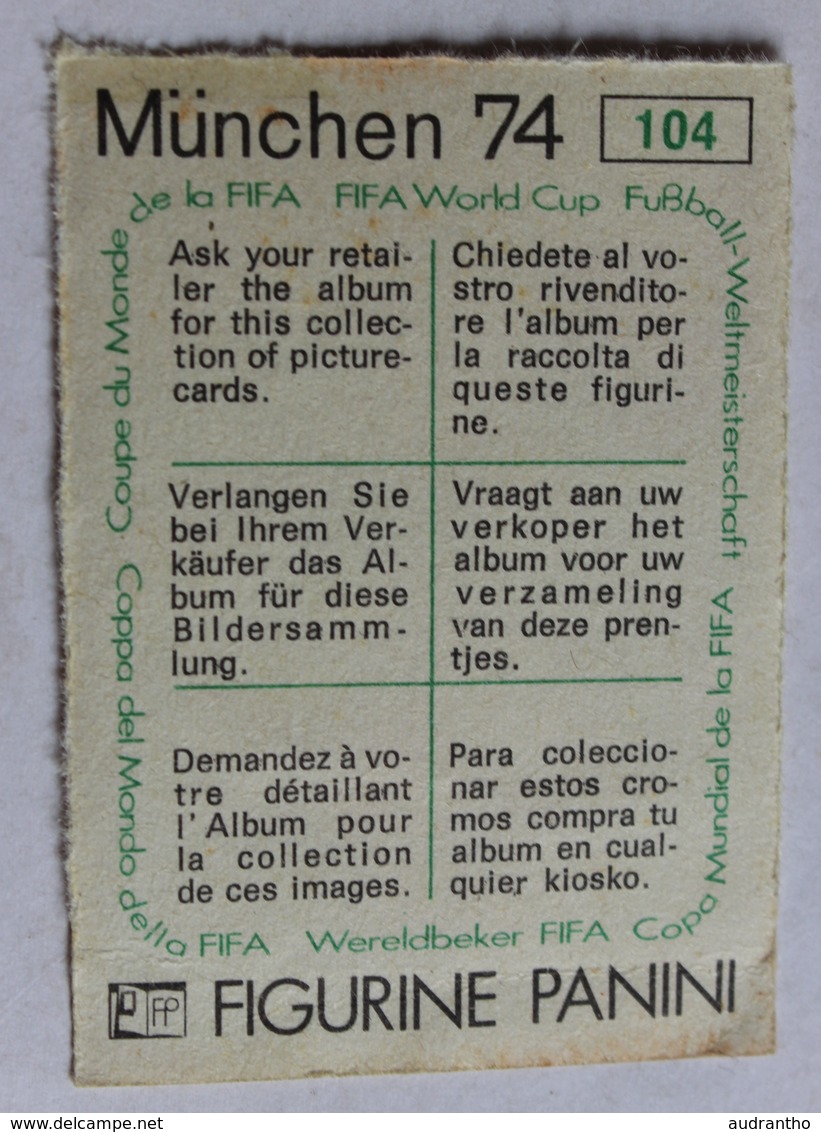 Vignette Autocollante Figurine Panini München 74 Coupe Du Monde Football 1974 Australia Australie N°104 World Cup - Edition Française