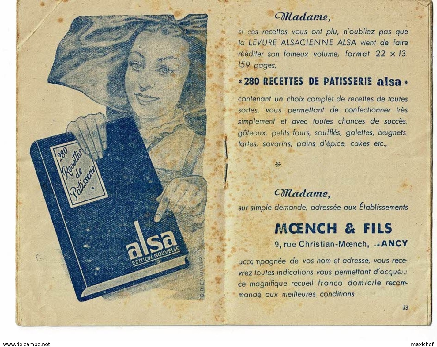 Livret Publicitaire "Alsa" 24 Pages - Etablissement Moench & Fils - Levure Alsacienne, Recettes, Vitpris, 7.5 X 12 Cm - Autres & Non Classés