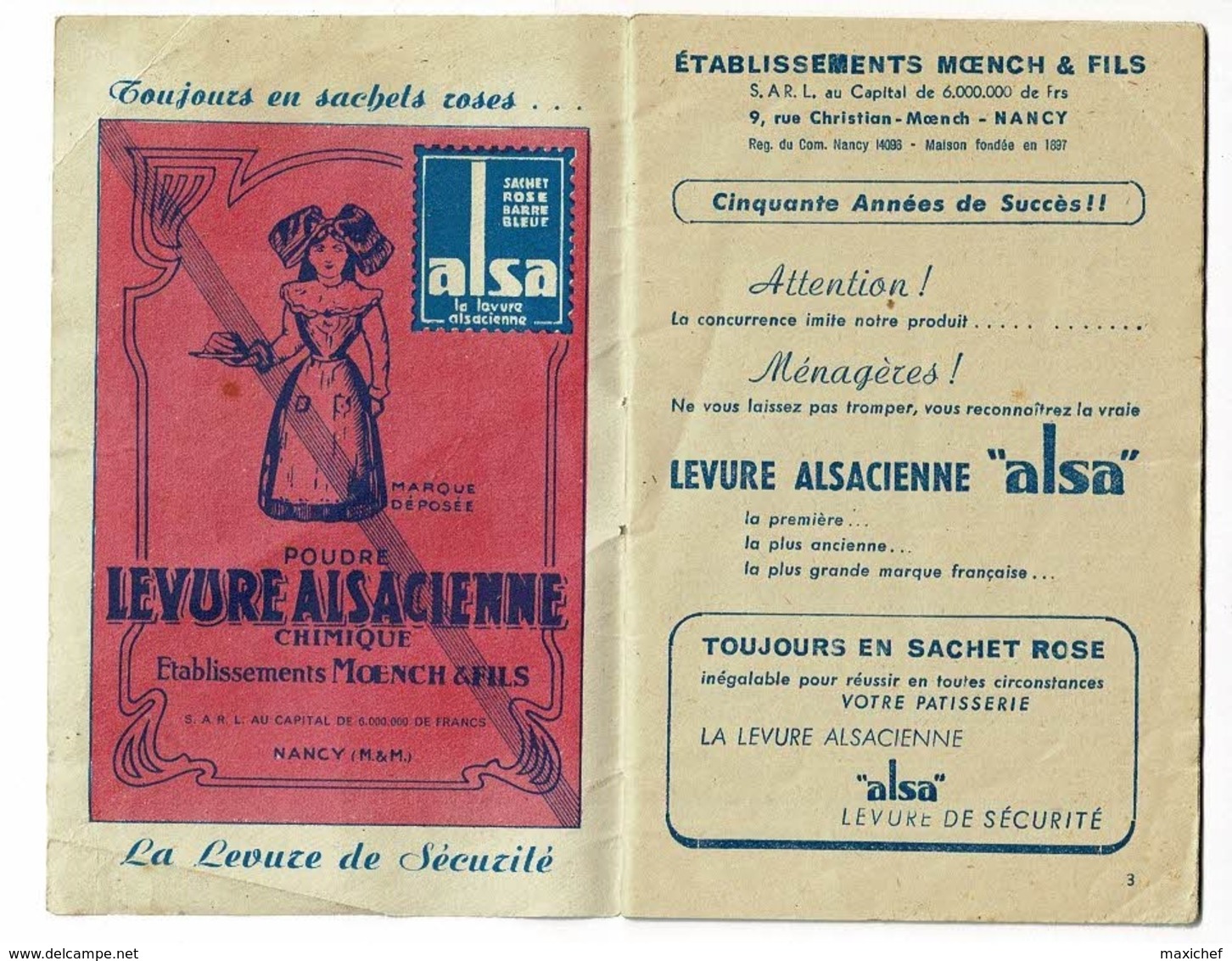 Livret Publicitaire "Alsa" 24 Pages - Etablissement Moench & Fils - Levure Alsacienne, Recettes, Vitpris, 7.5 X 12 Cm - Autres & Non Classés