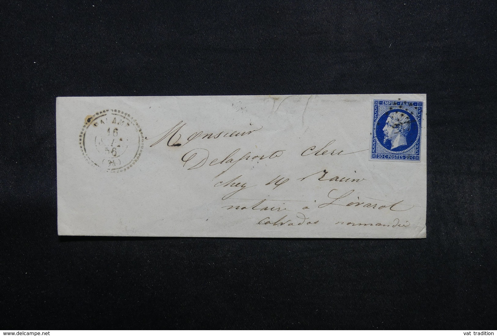 FRANCE - Enveloppe De Paramé Pour Livarot En 1856 , Affranchissement Napoléon - L 32603 - 1849-1876: Période Classique