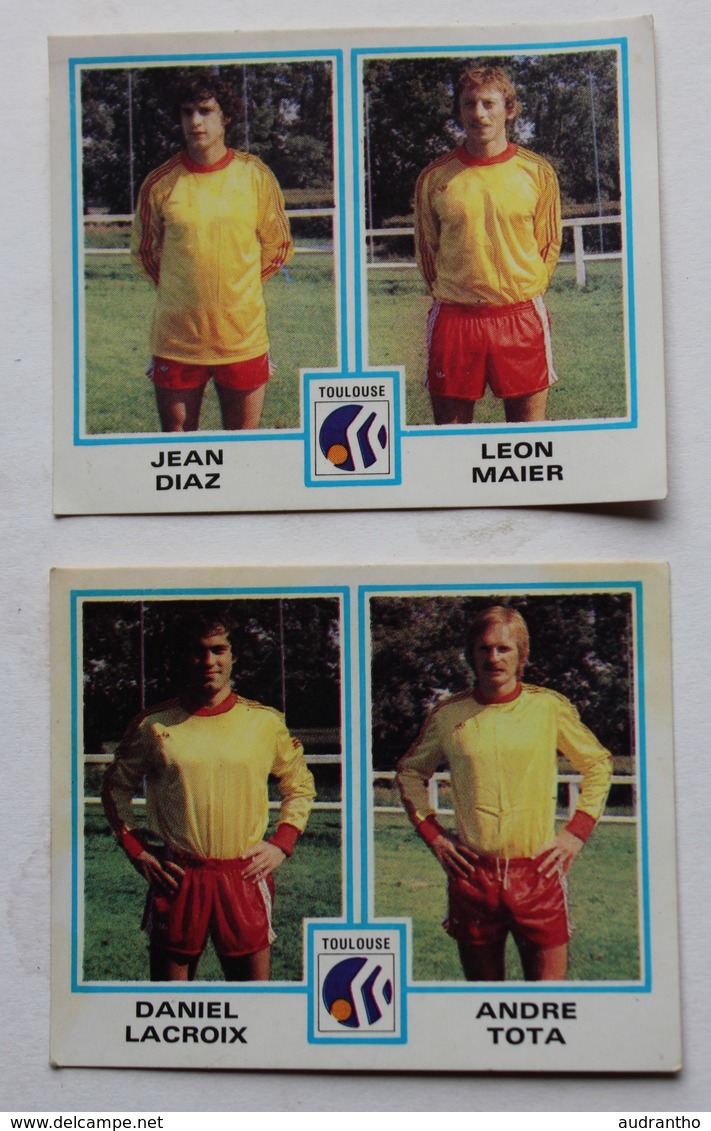 2 Vignette Autocollante Figurine Panini Football 80 équipe De Toulouse Daniel Lacroix Andre Tota Jean Diaz Léon Maier - Edition Française