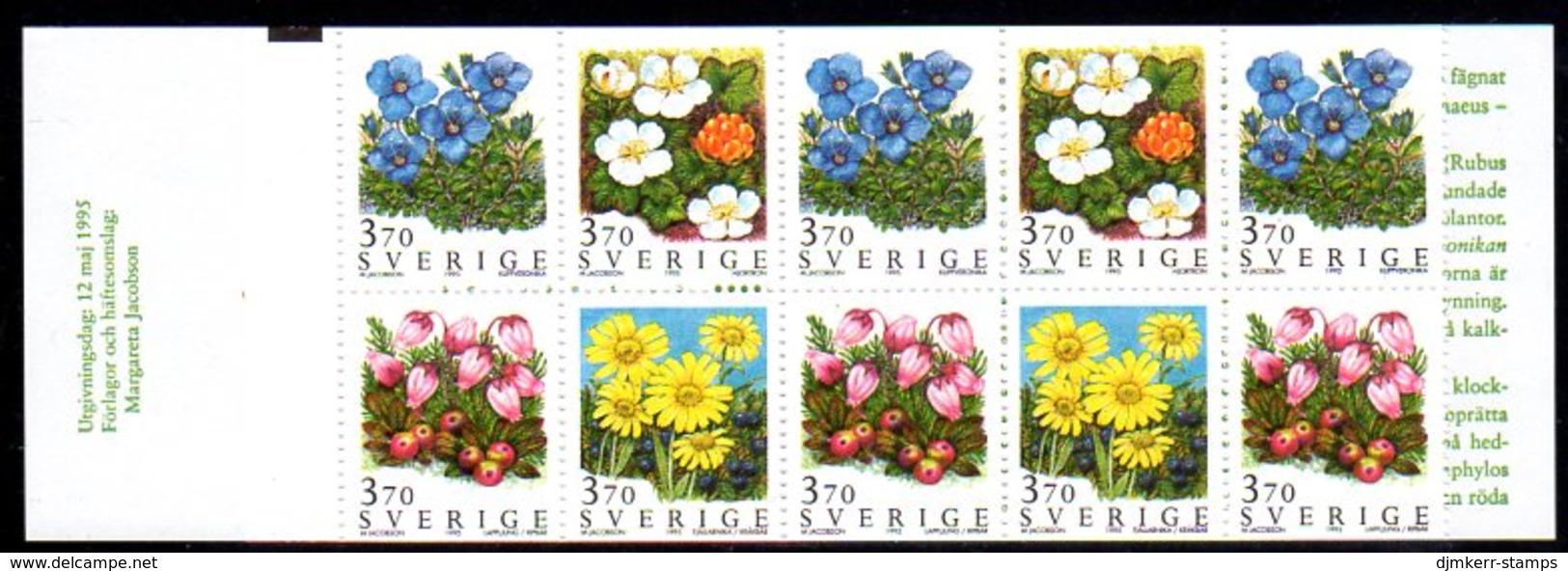 SWEDEN 1995 Mountain Flowers Booklet MNH / **.  Michel MH203 - 1981-..