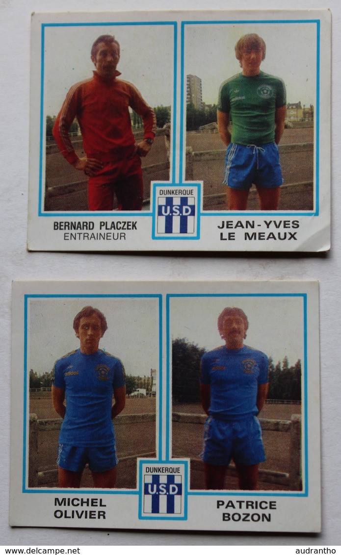 2 Vignette Autocollante Figurine Panini Football 80 équipe De Dunkerque Bernard Placek Le Meaux Michel Olivier Bozon - Edition Française