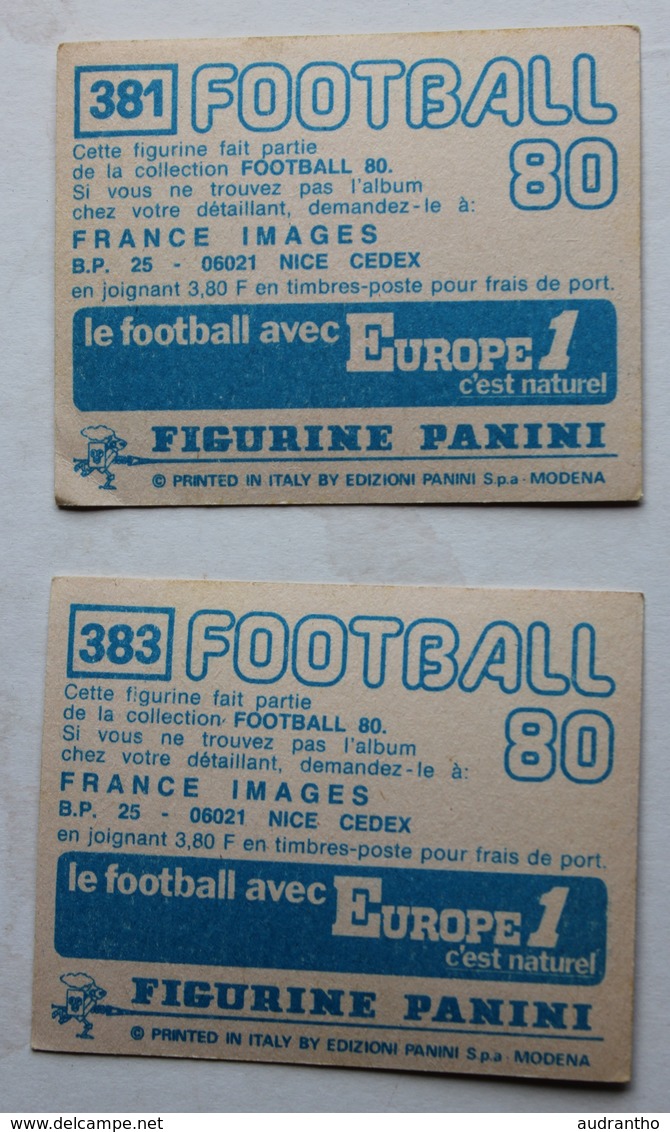 2 Vignette Autocollante Figurine Panini Football 80 équipe De Dunkerque Bernard Placek Le Meaux Michel Olivier Bozon - Edition Française