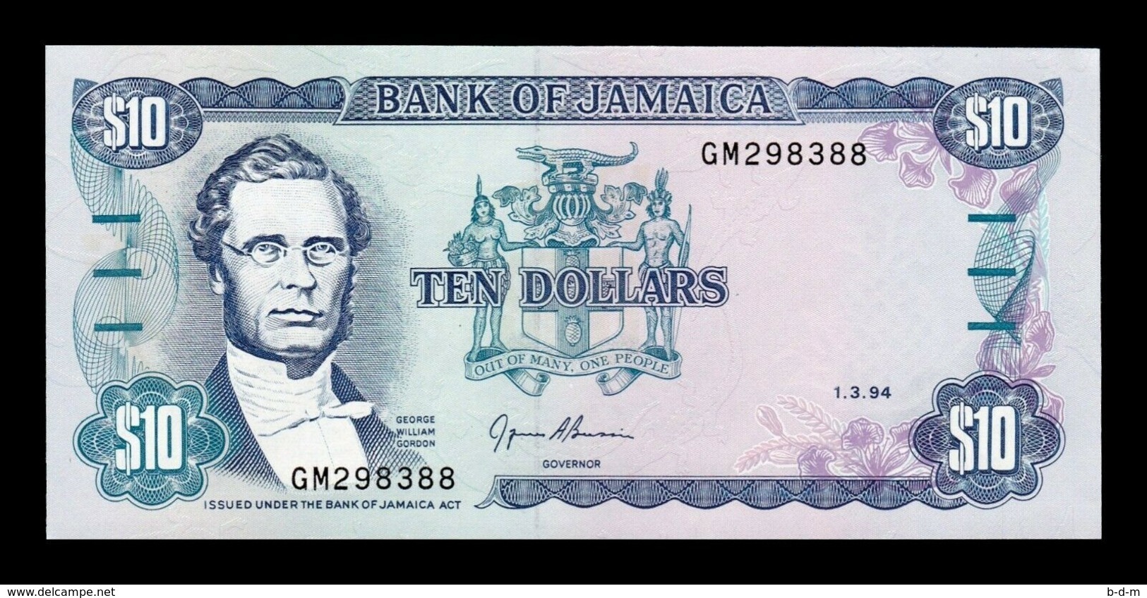 Jamaica Lot Bundle 5 Banknotes 10 Dollars 1994 Pick 71e SC UNC - Jamaica