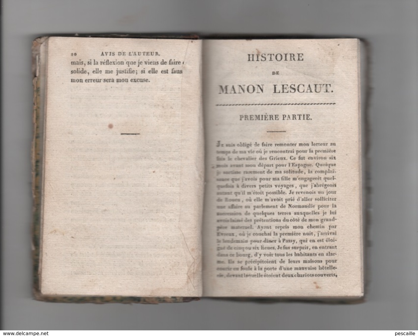 1819 - HISTOIRE DU CHEVALIER DES GRIEUX ET DE MANON LESCAUT PAR L'ABBE PREVOST - A PARIS CHEZ LEDOUX ET TENRE LIBRAIRES - 1801-1900