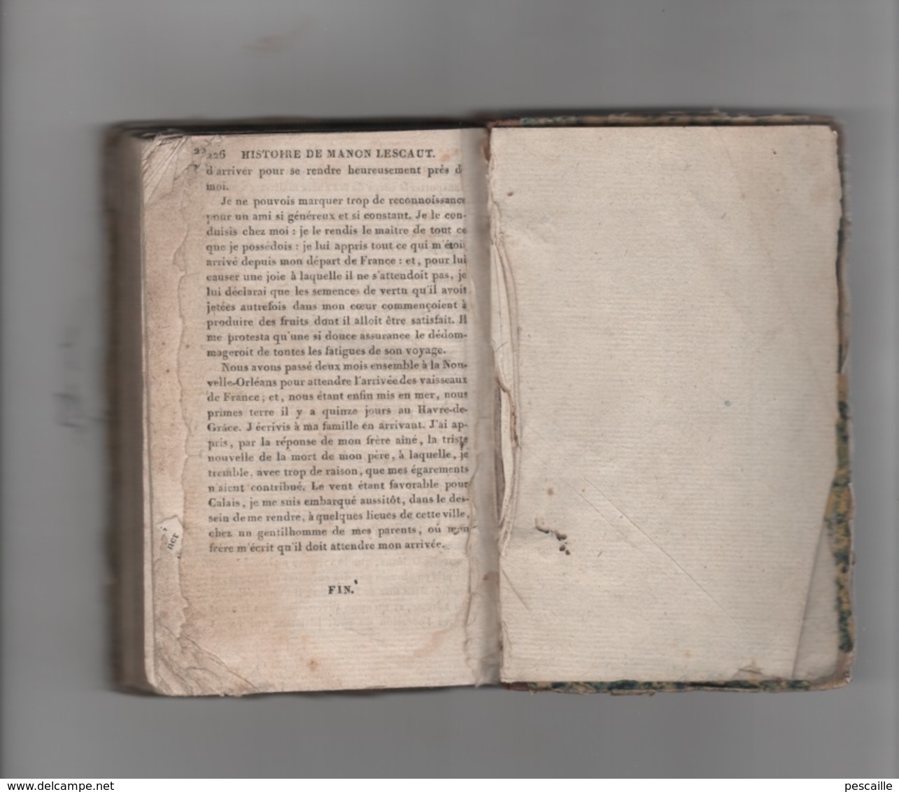 1819 - HISTOIRE DU CHEVALIER DES GRIEUX ET DE MANON LESCAUT PAR L'ABBE PREVOST - A PARIS CHEZ LEDOUX ET TENRE LIBRAIRES - 1801-1900