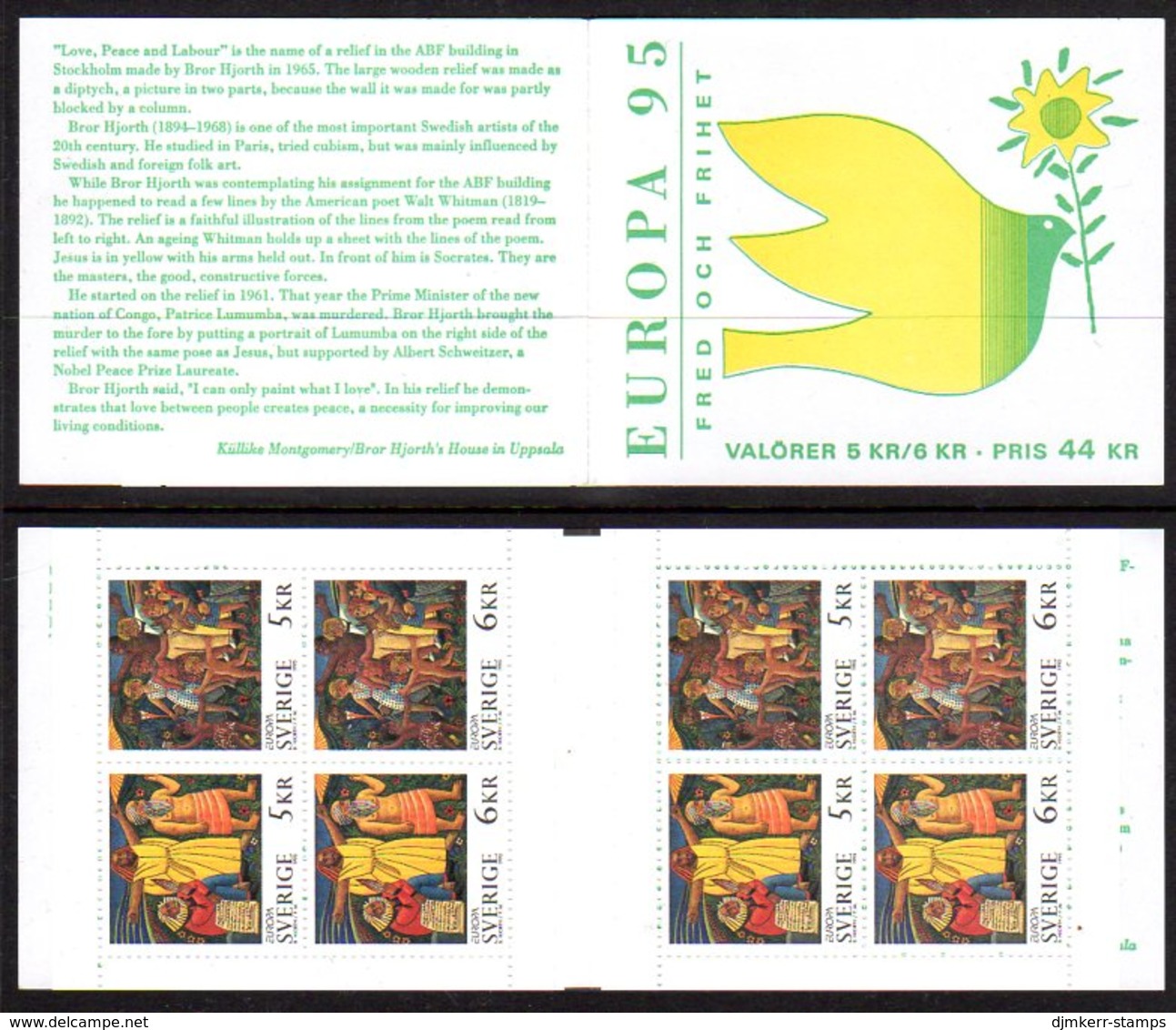 SWEDEN 1995 Europa: Peace And Freedom Booklet MNH / **.  Michel MH202 - 1981-..