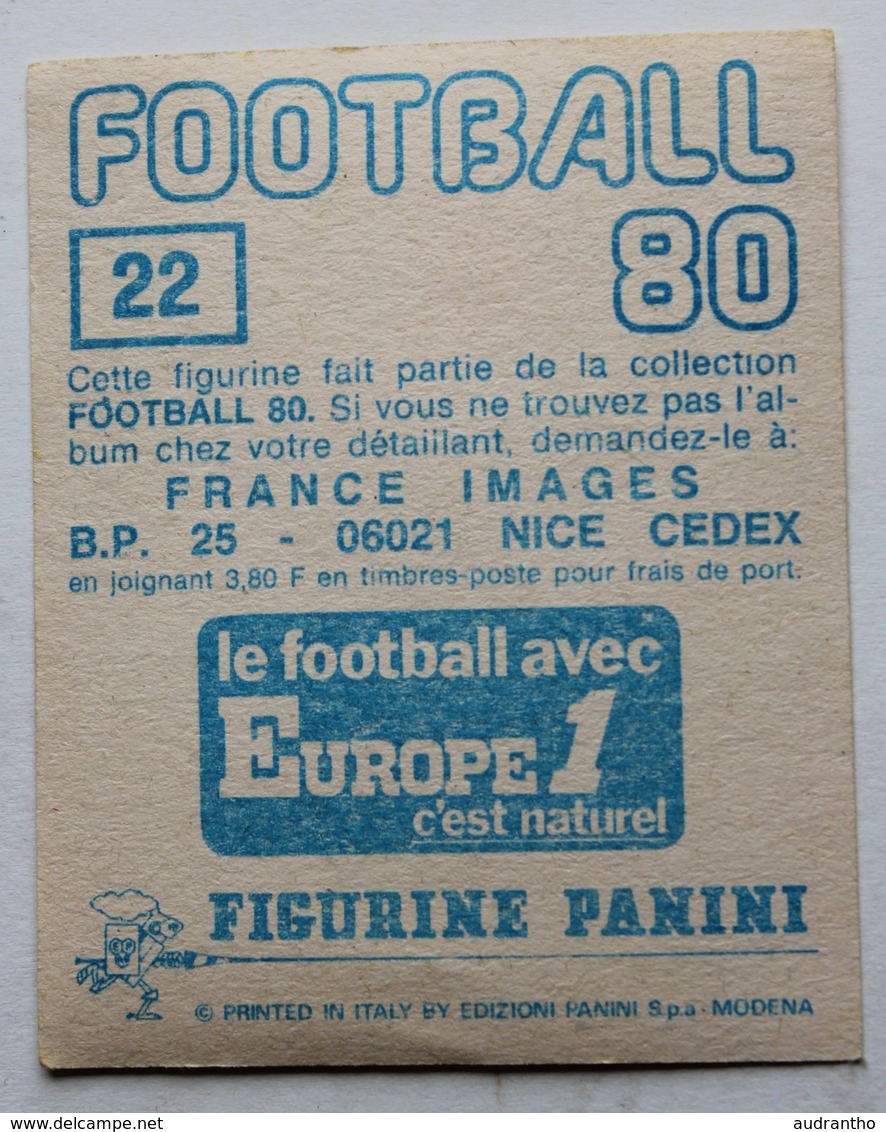 Vignette Autocollante Figurine Panini Football 80 équipe De Bastia 1980 Jean Louis Cazes N°22 - Edition Française