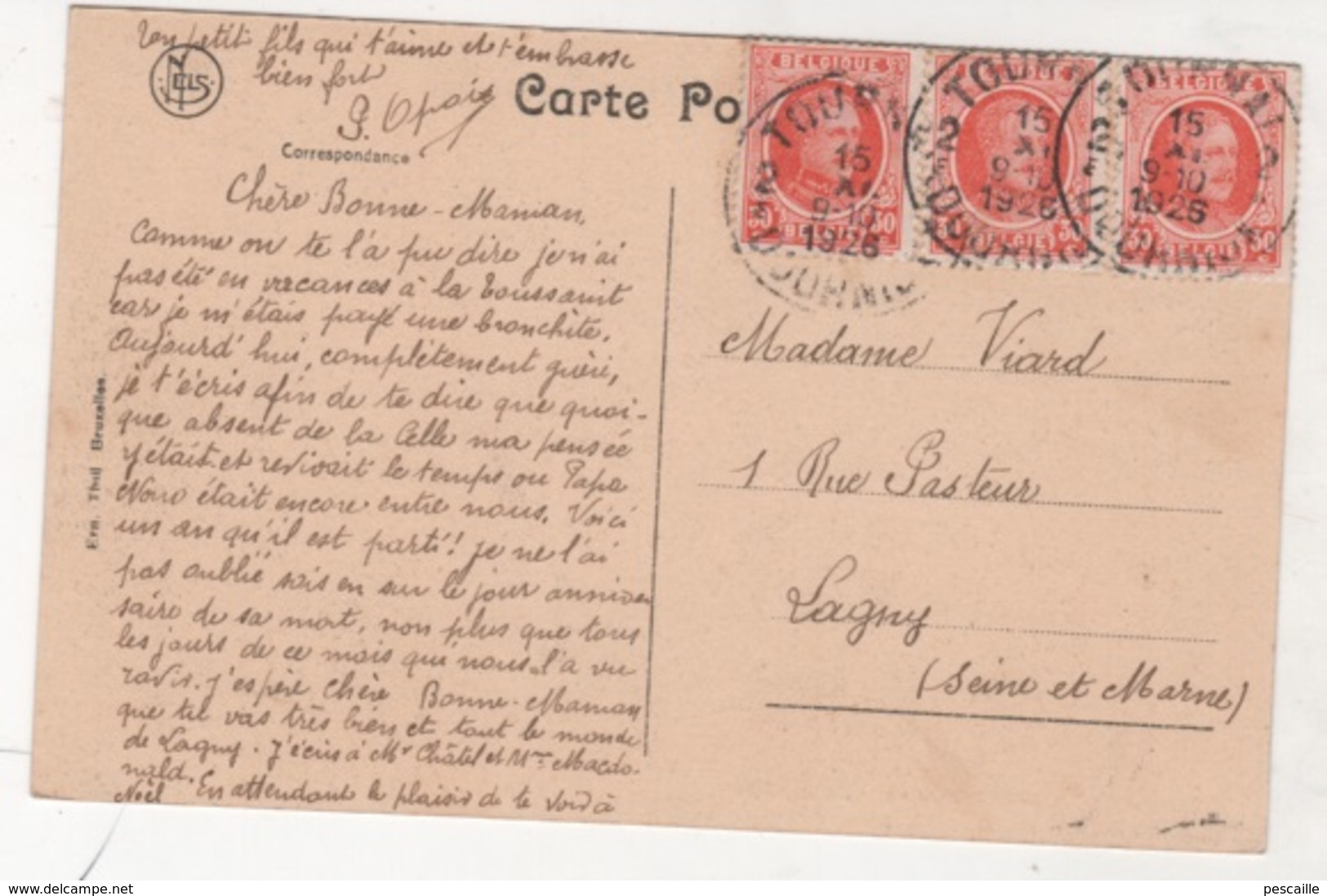 HAINAUT TOURNAI - CP PASSY-FROYENNES - LA BIBLIOTHEQUE - NELS - CIRCULEE EN 1926 - Tournai