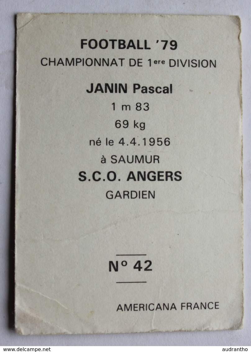 Vignette Type Panini Carte De Football 79 Americana France Janin Pascal SCO Angers - Autres & Non Classés